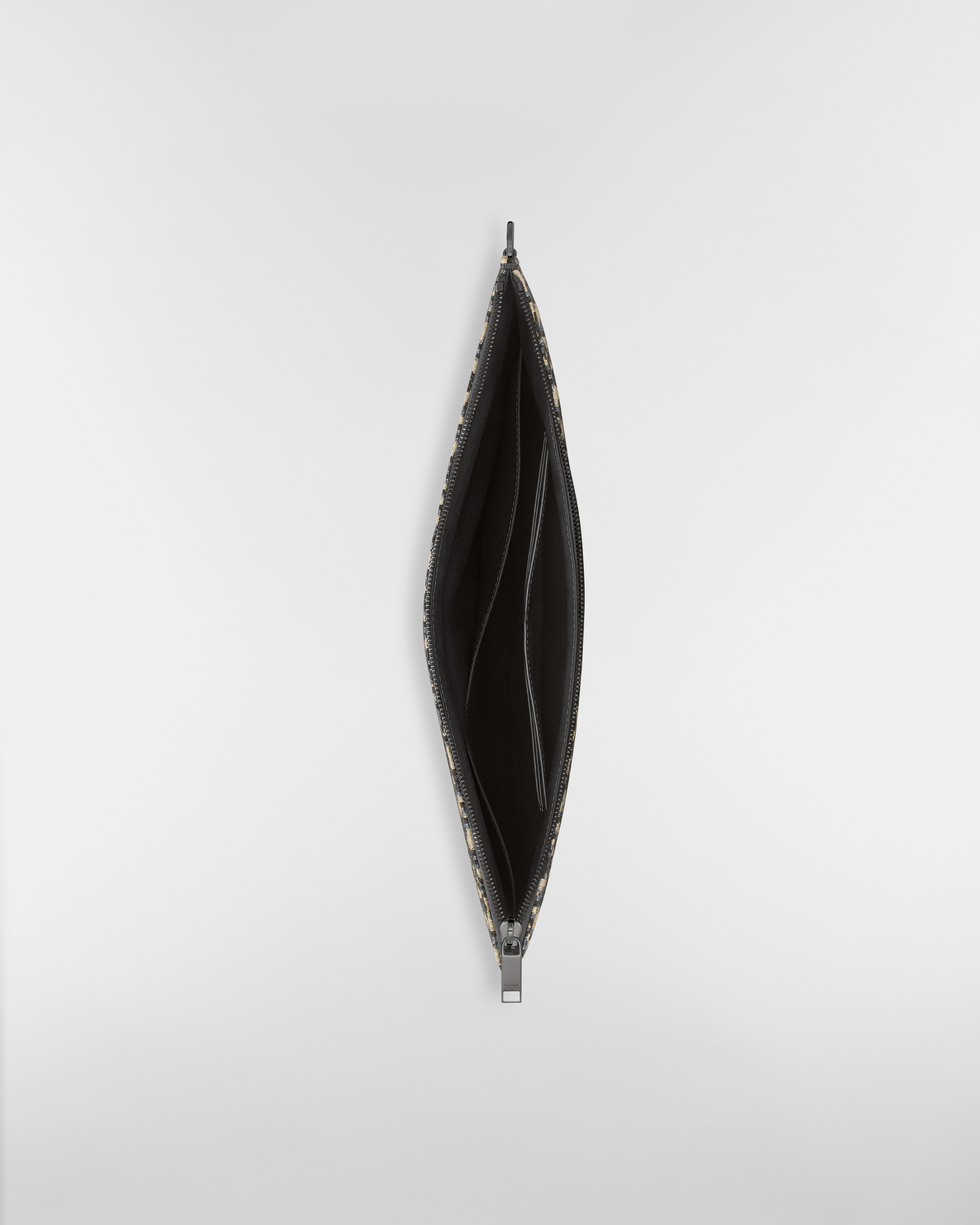 A4 手拿包 米色和黑色 Oblique 印花面料 E06