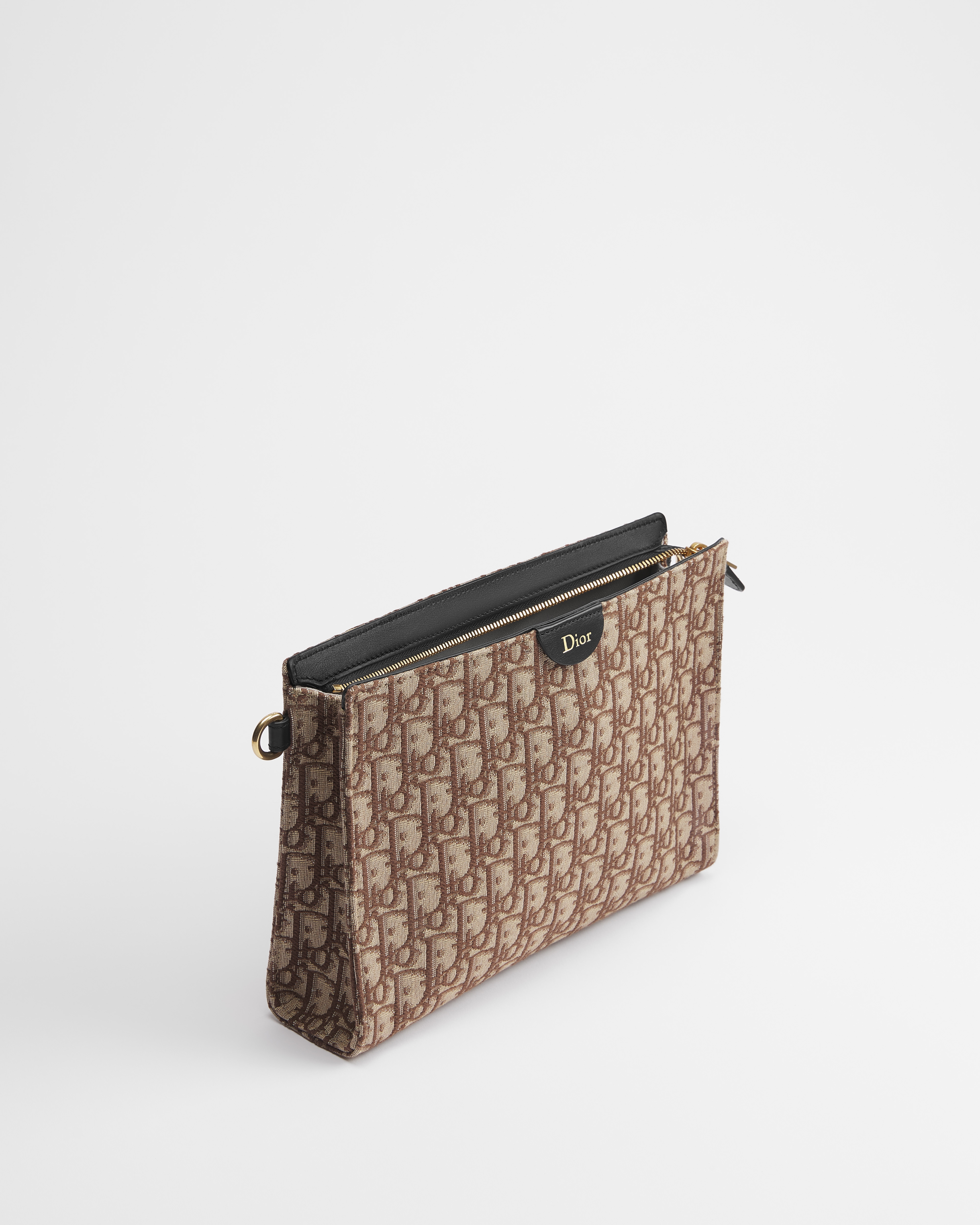 A5 三角形手拿包 棕色 Oblique 印花面料 E03