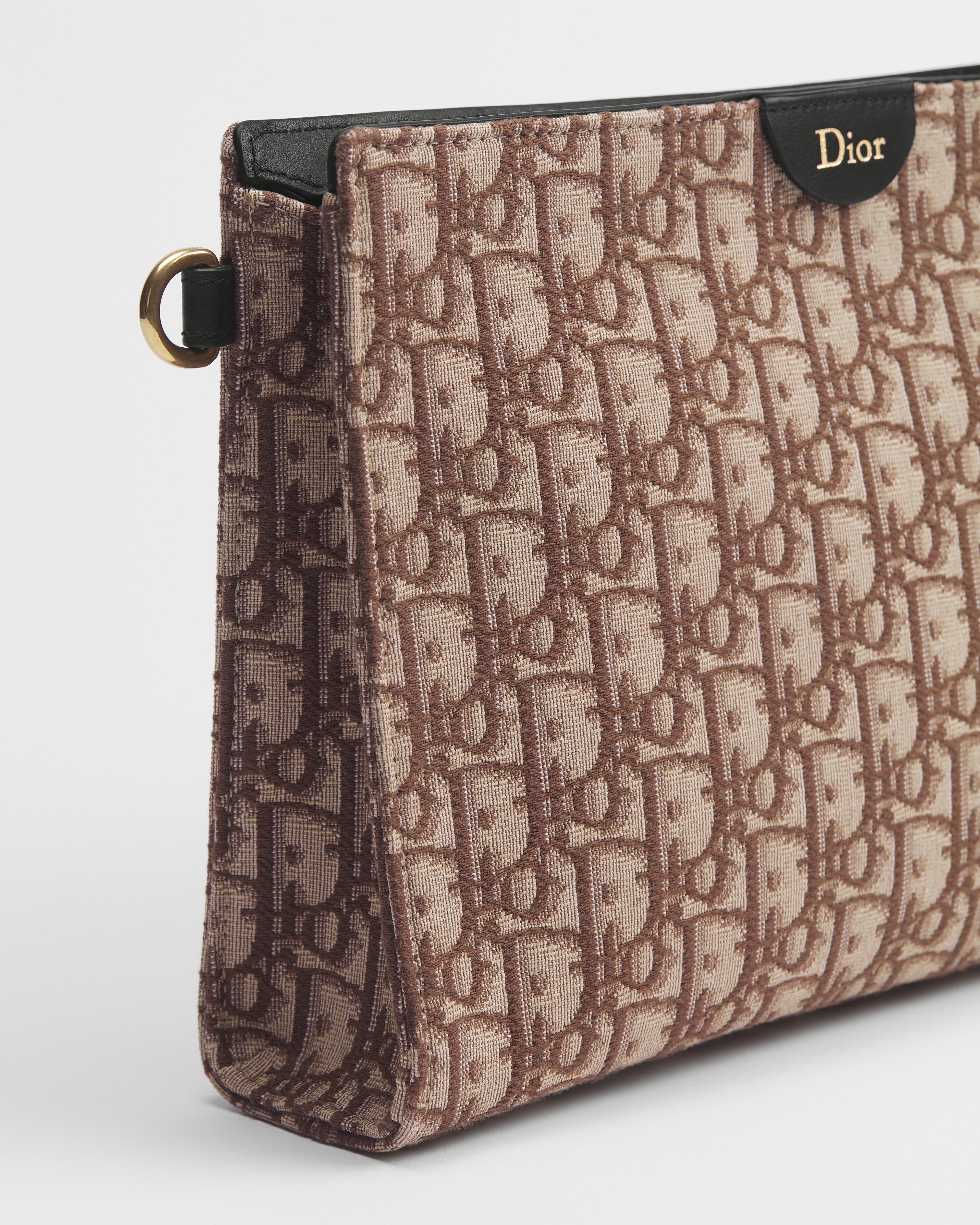 A5 三角形手拿包 棕色 Oblique 印花面料 E09