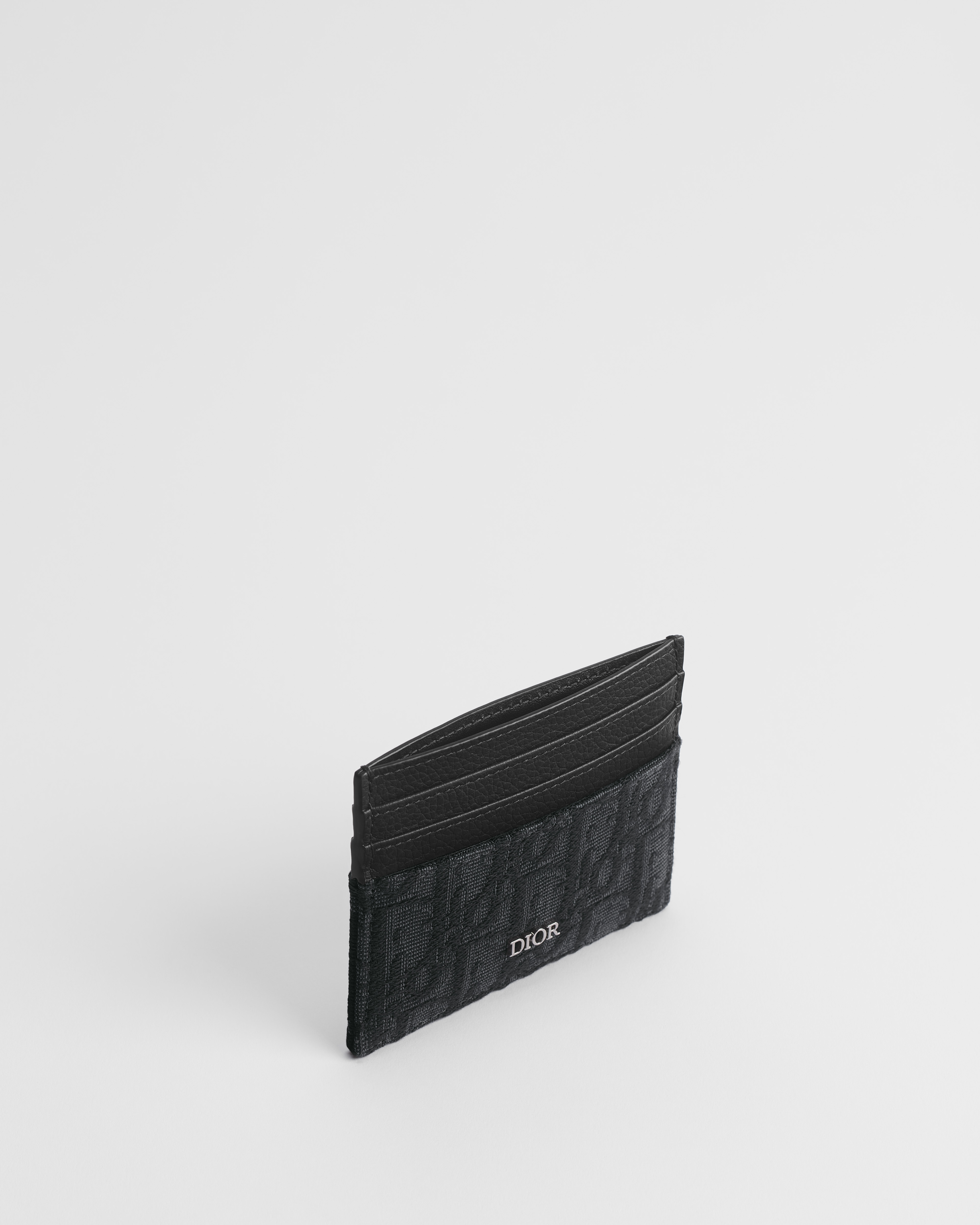 卡夹 黑色 Oblique 印花面料和黑色粒面牛皮革 E06