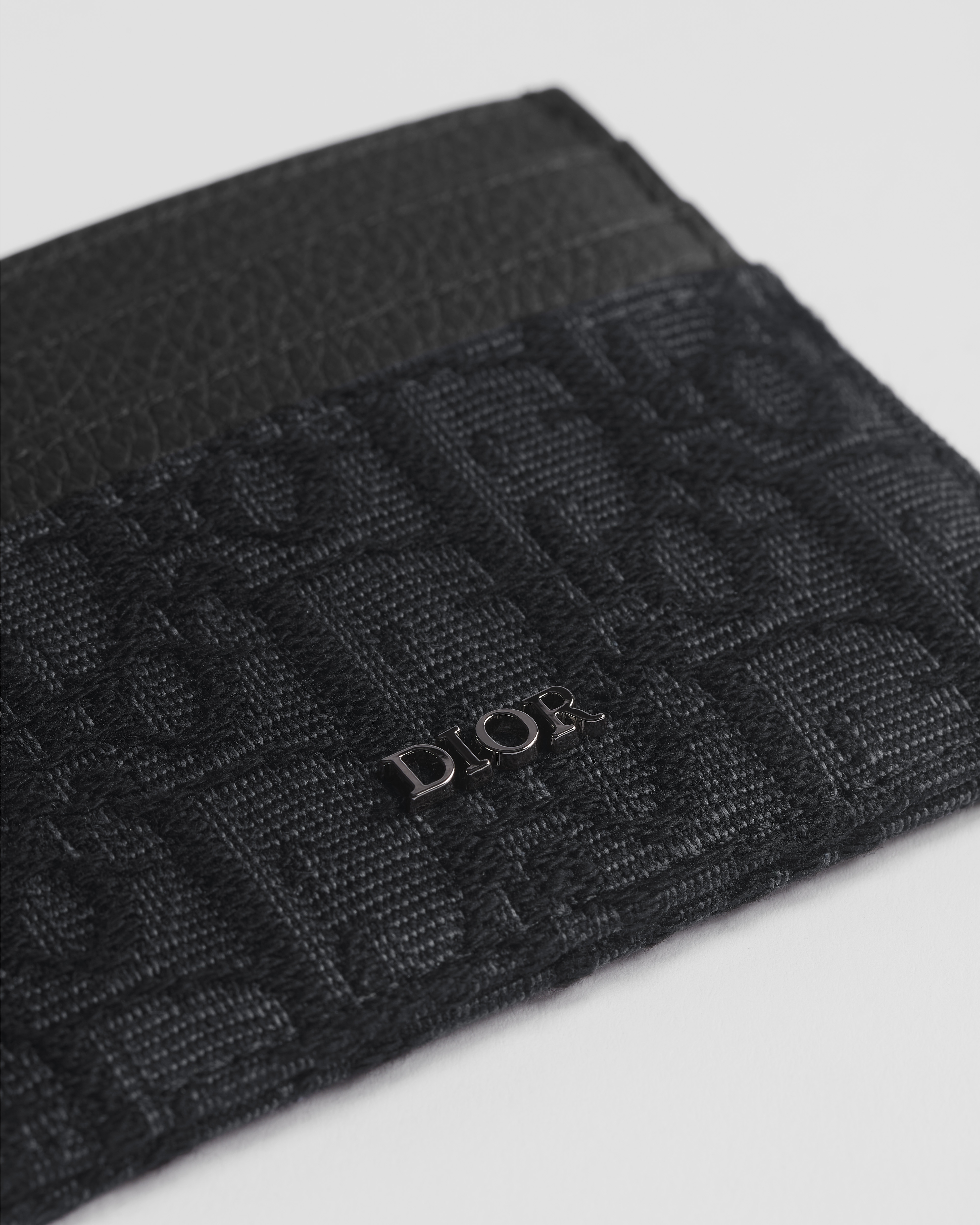 卡夹 黑色 Oblique 印花面料和黑色粒面牛皮革 E09