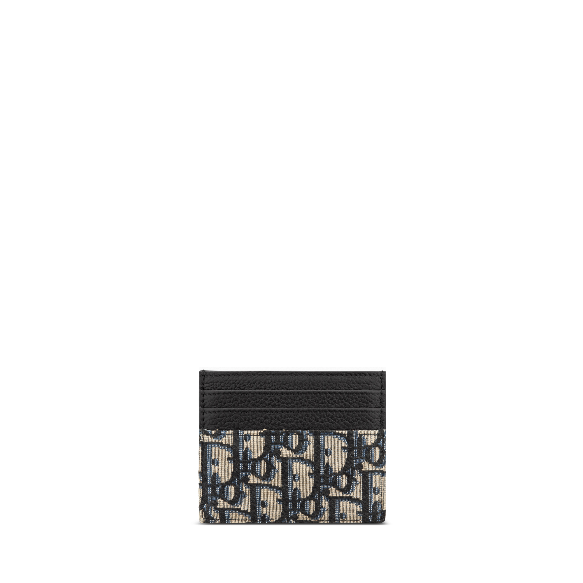 卡夹 米色和黑色 Oblique 印花面料搭配黑色粒面牛皮革 E08