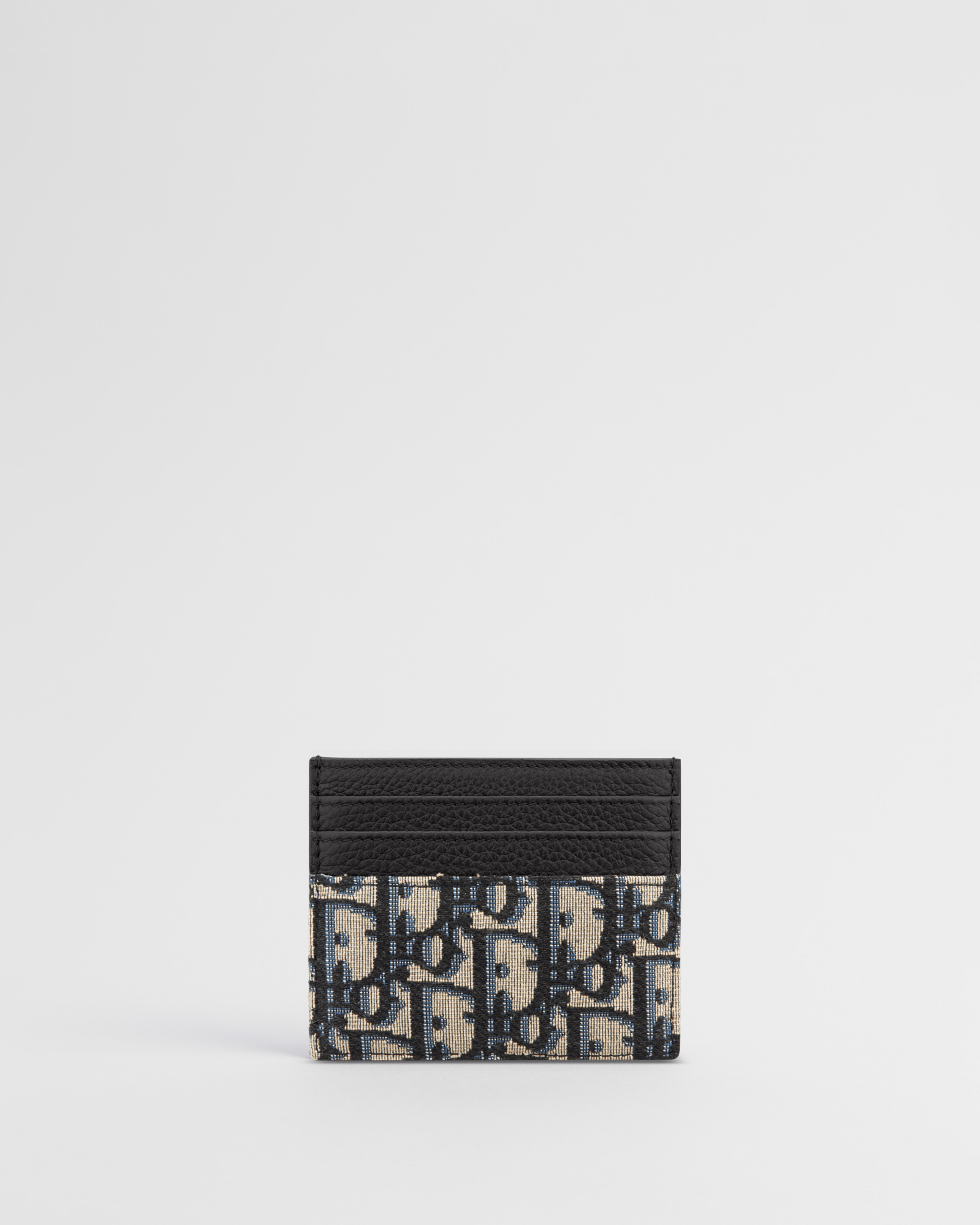 卡夹 米色和黑色 Oblique 印花面料搭配黑色粒面牛皮革 E08