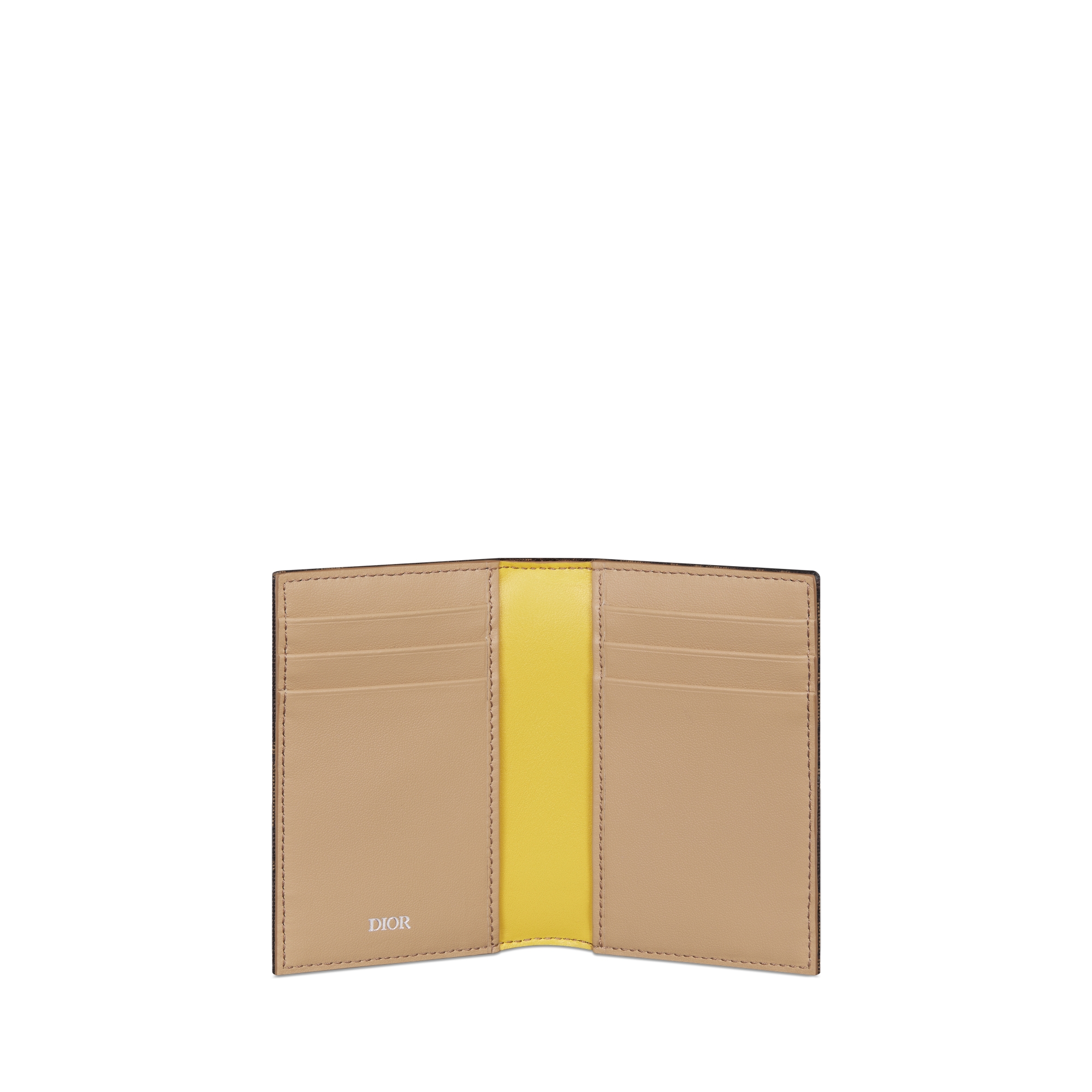 竖版双折卡夹 棕色 Oblique 印花面料和多色 Dior Mountain 图案补丁 E07