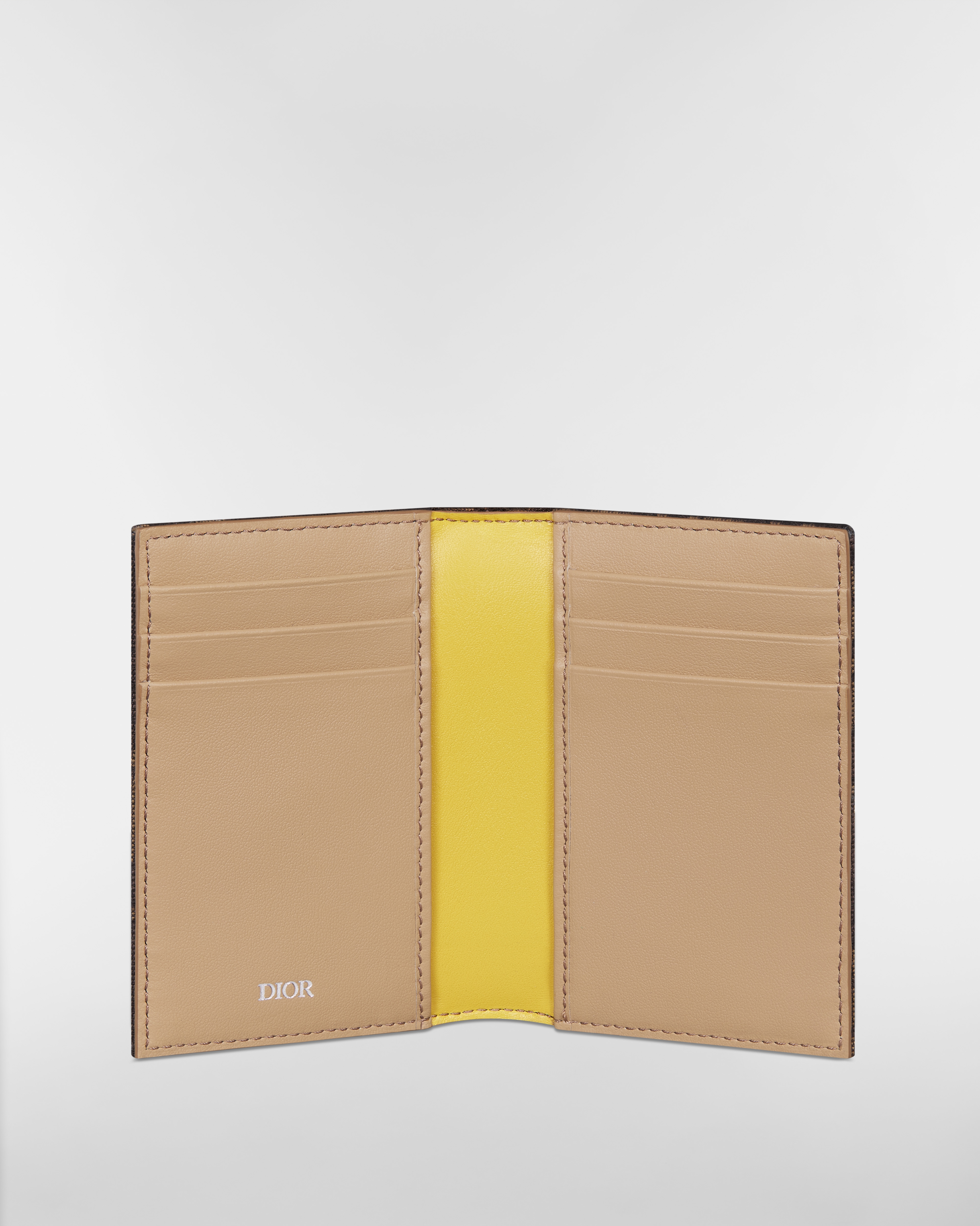 竖版双折卡夹 棕色 Oblique 印花面料和多色 Dior Mountain 图案补丁 E07