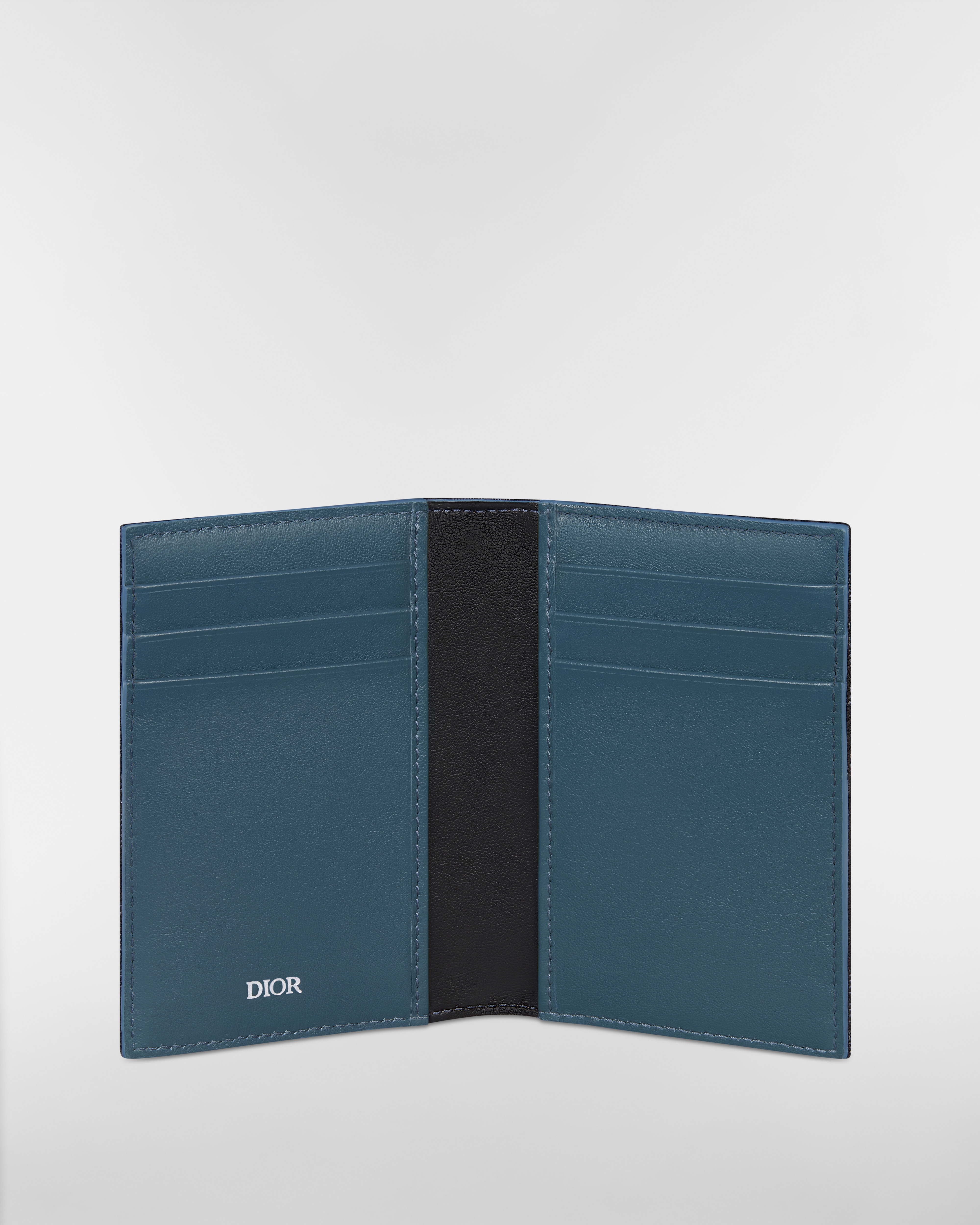 双折卡夹 黑色 Oblique 印花面料和多色 Dior Mountain 图案补丁 E07