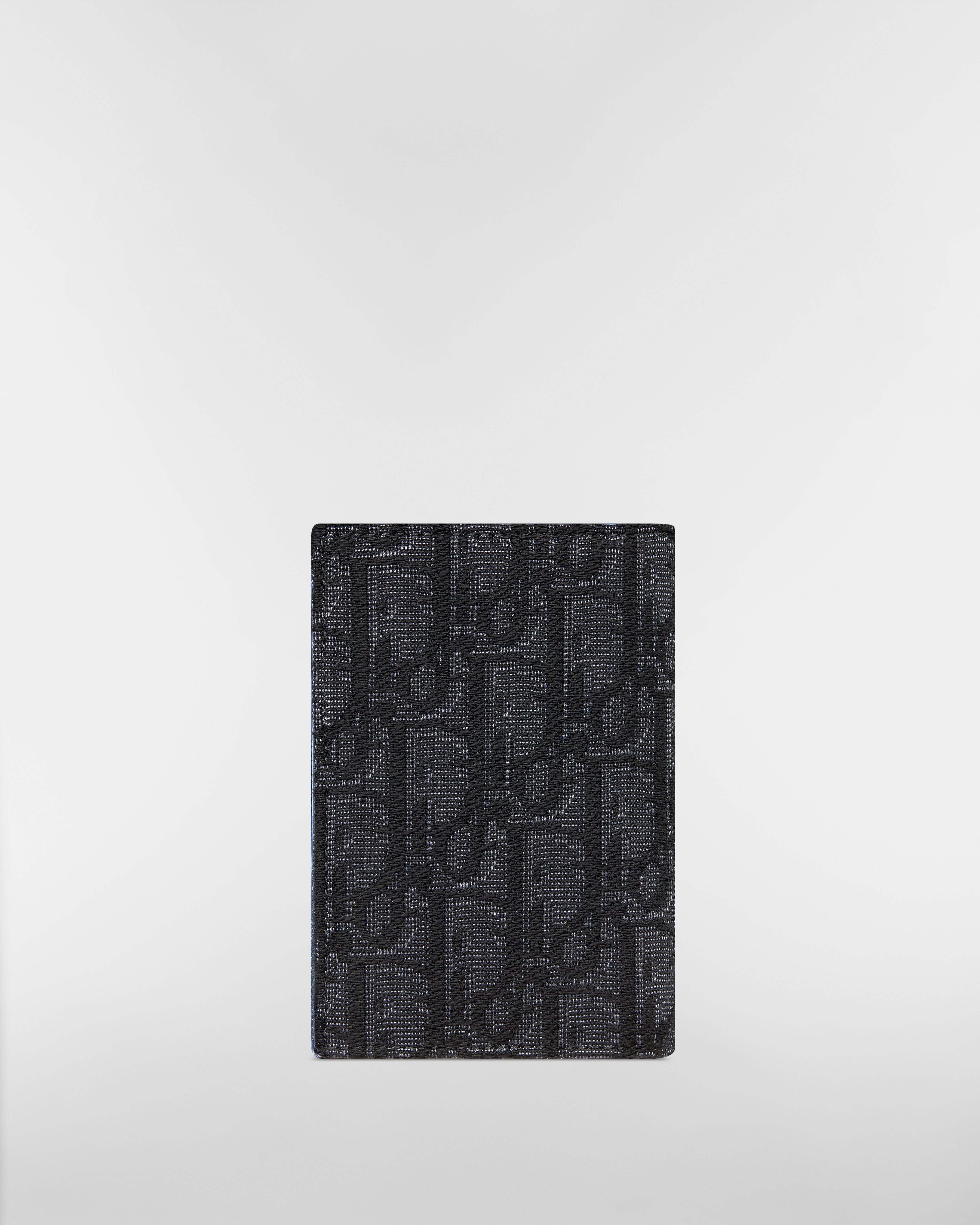 双折卡夹 黑色 Oblique 印花面料和多色 Dior Mountain 图案补丁 E08