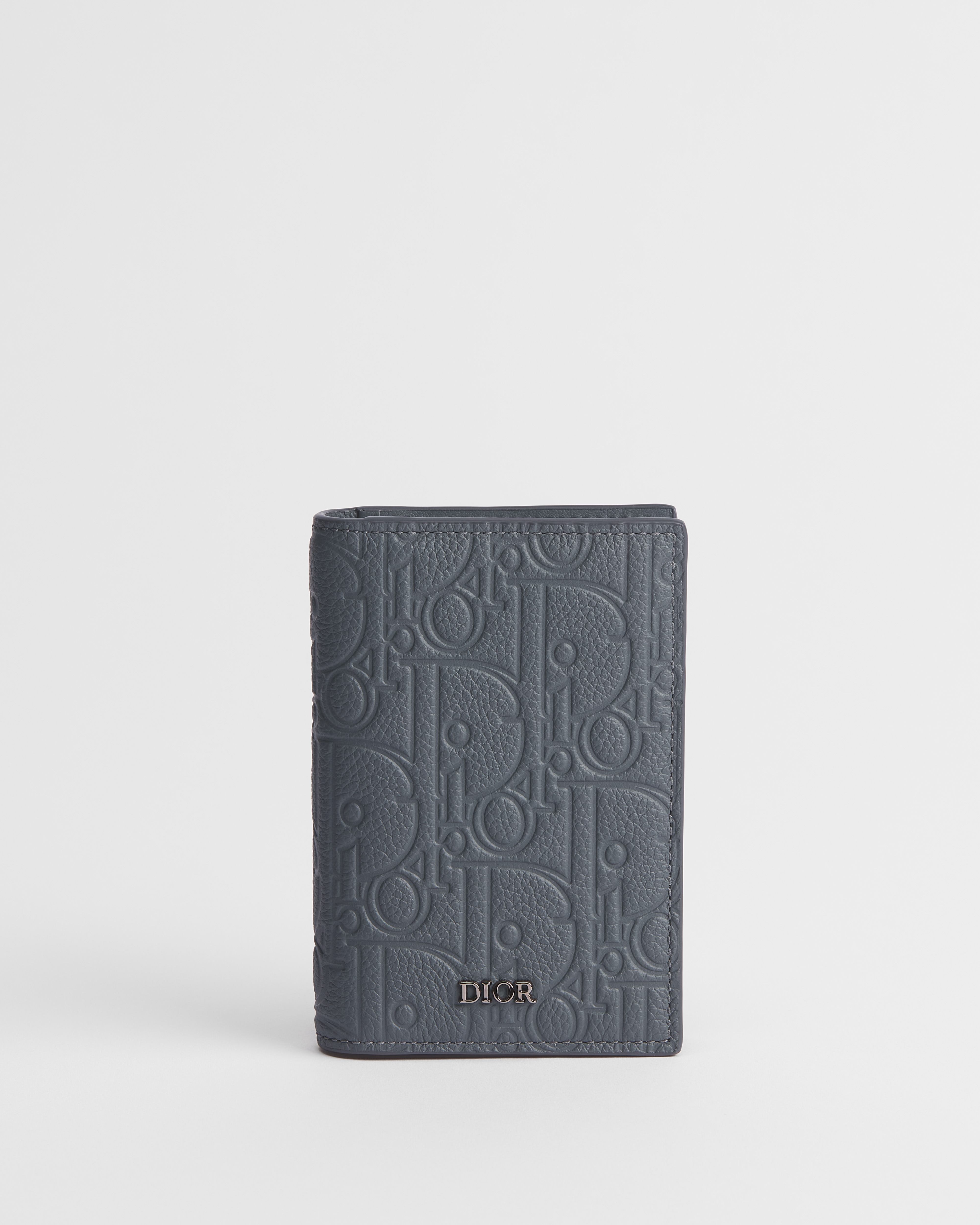 竖版双折卡夹 深灰色 Dior Gravity 印花效果皮革 E01