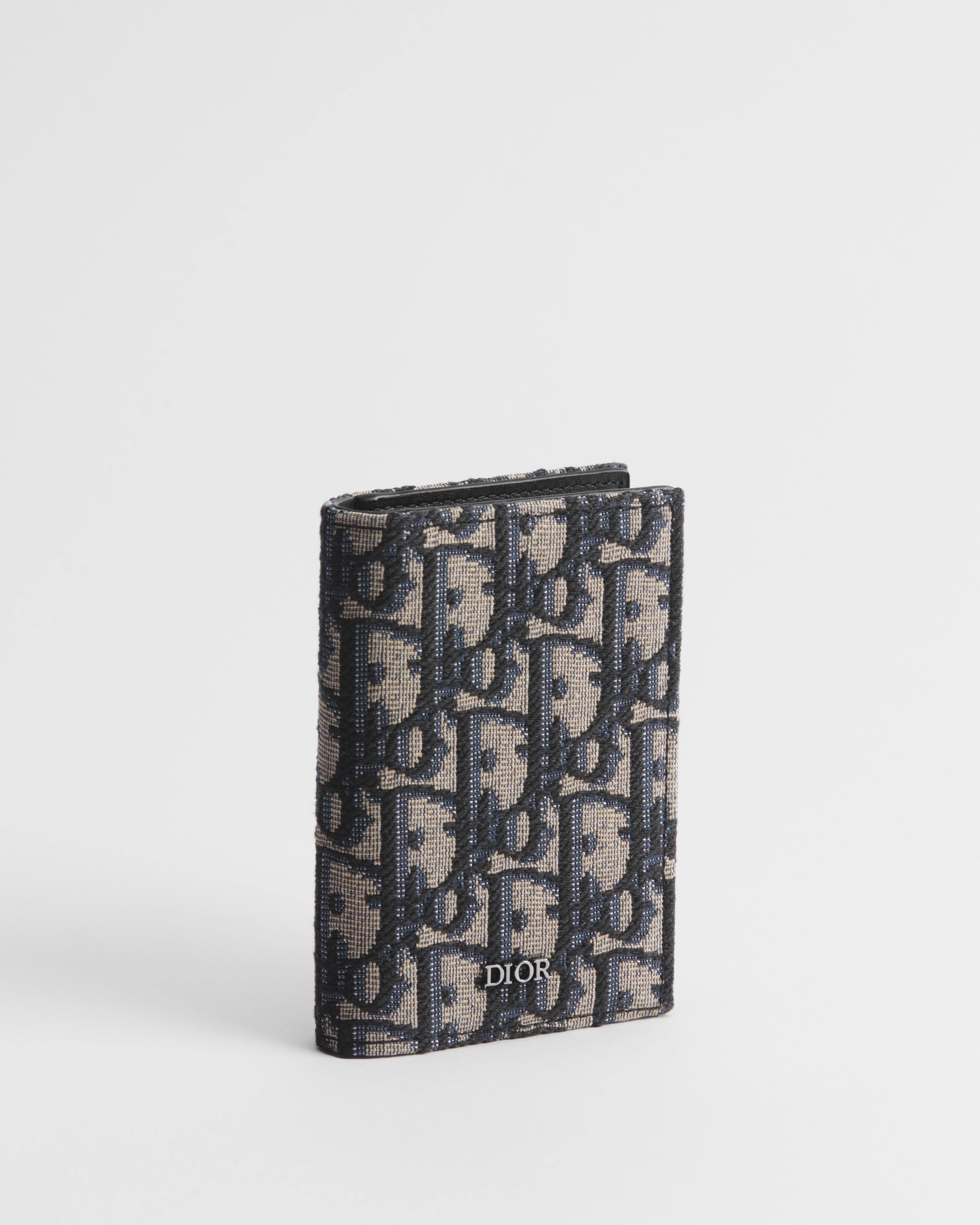 双折卡夹 米色和黑色 Oblique 印花面料 E03