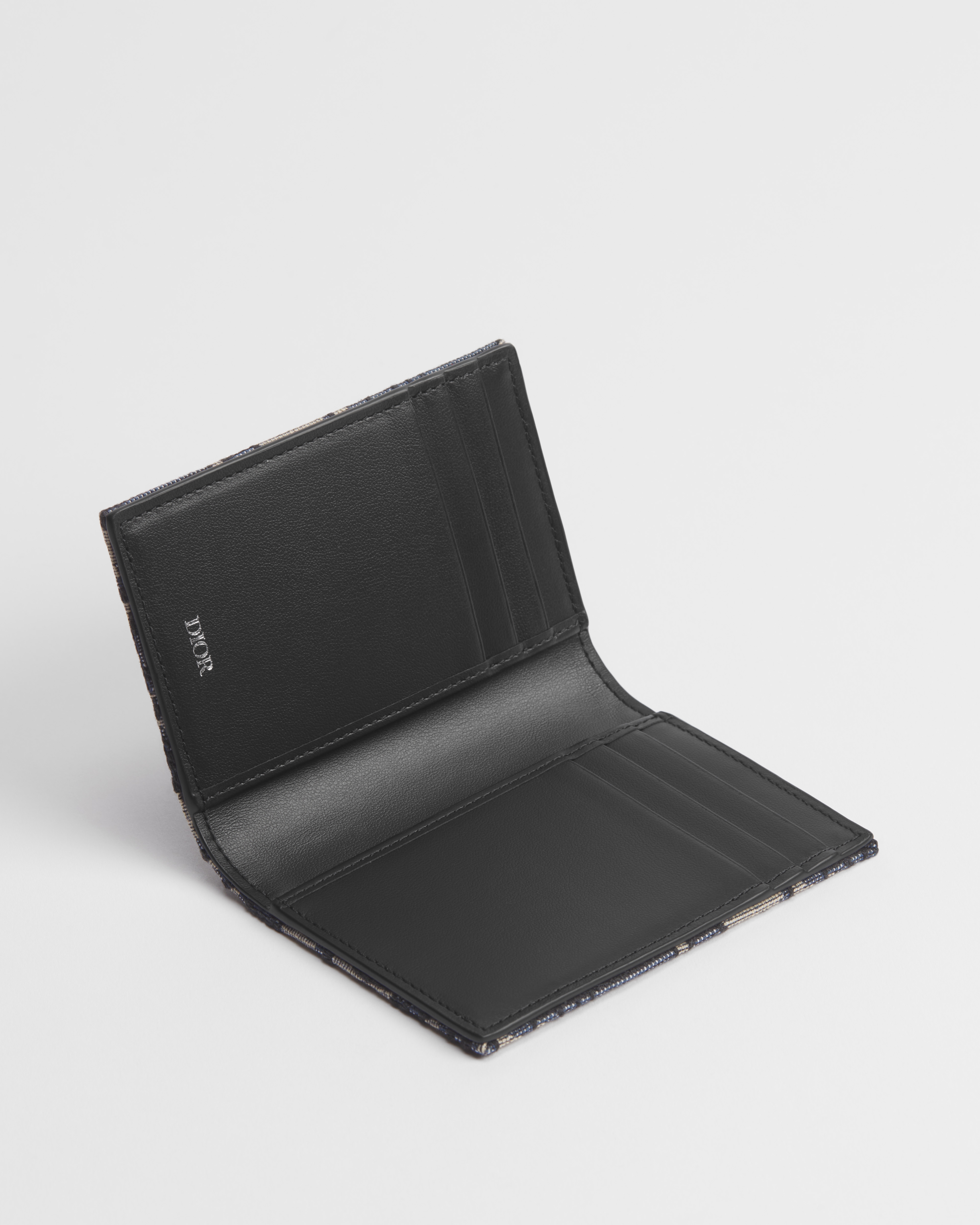 双折卡夹 米色和黑色 Oblique 印花面料 E07