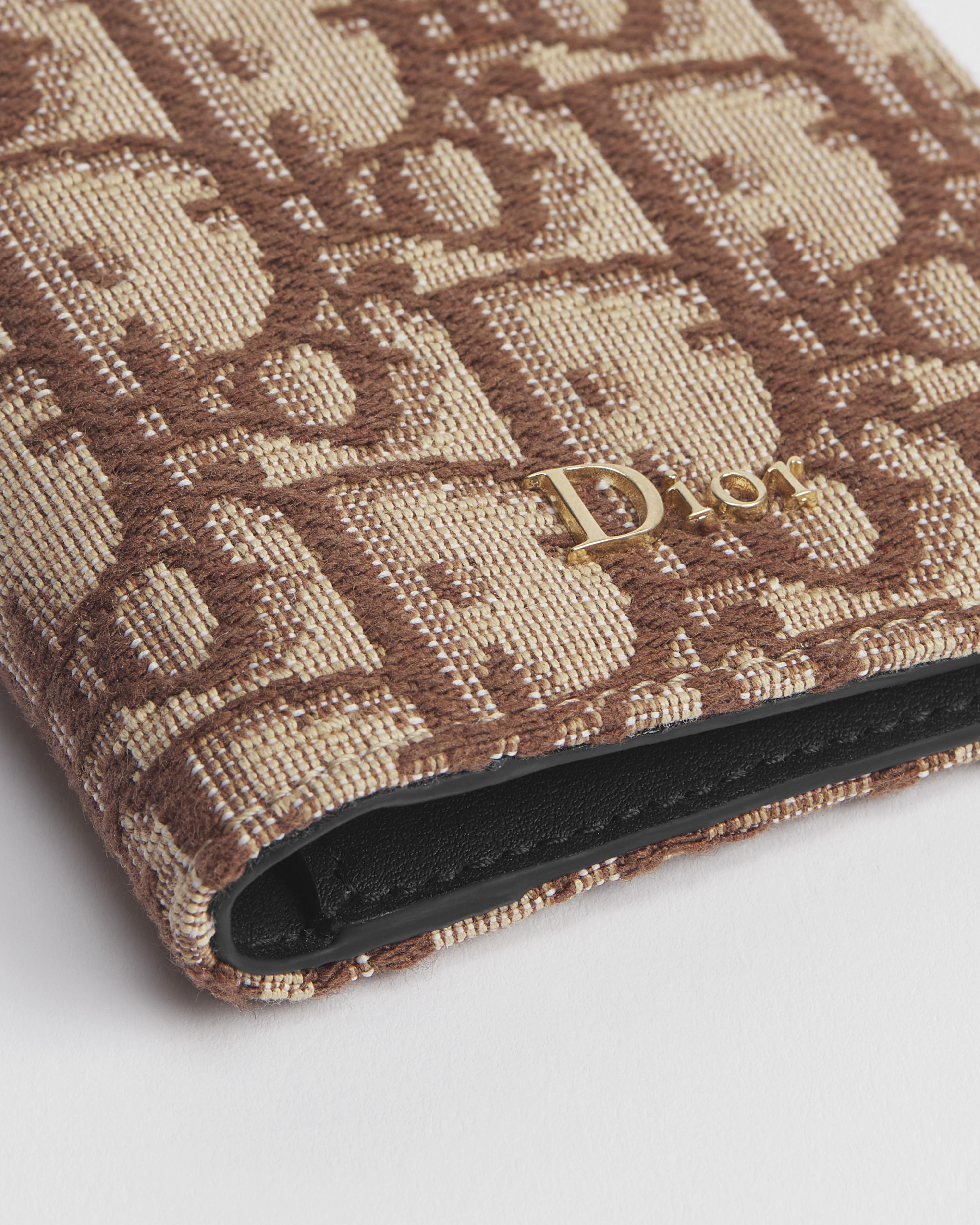双折卡夹 棕色 Oblique 印花面料 E09
