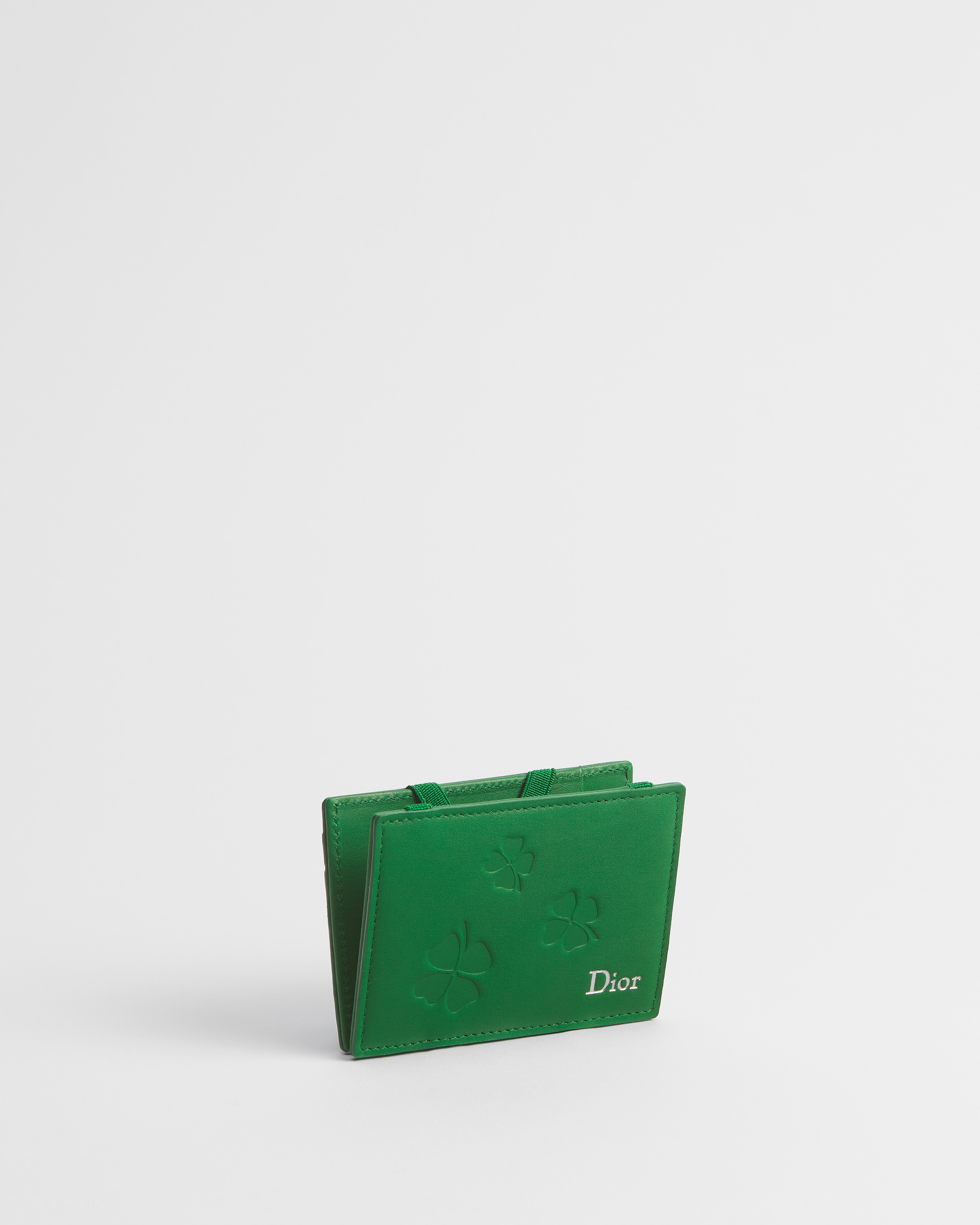 魔术钱包 亮绿色牛皮革 Dior Clover 压花图案 E03