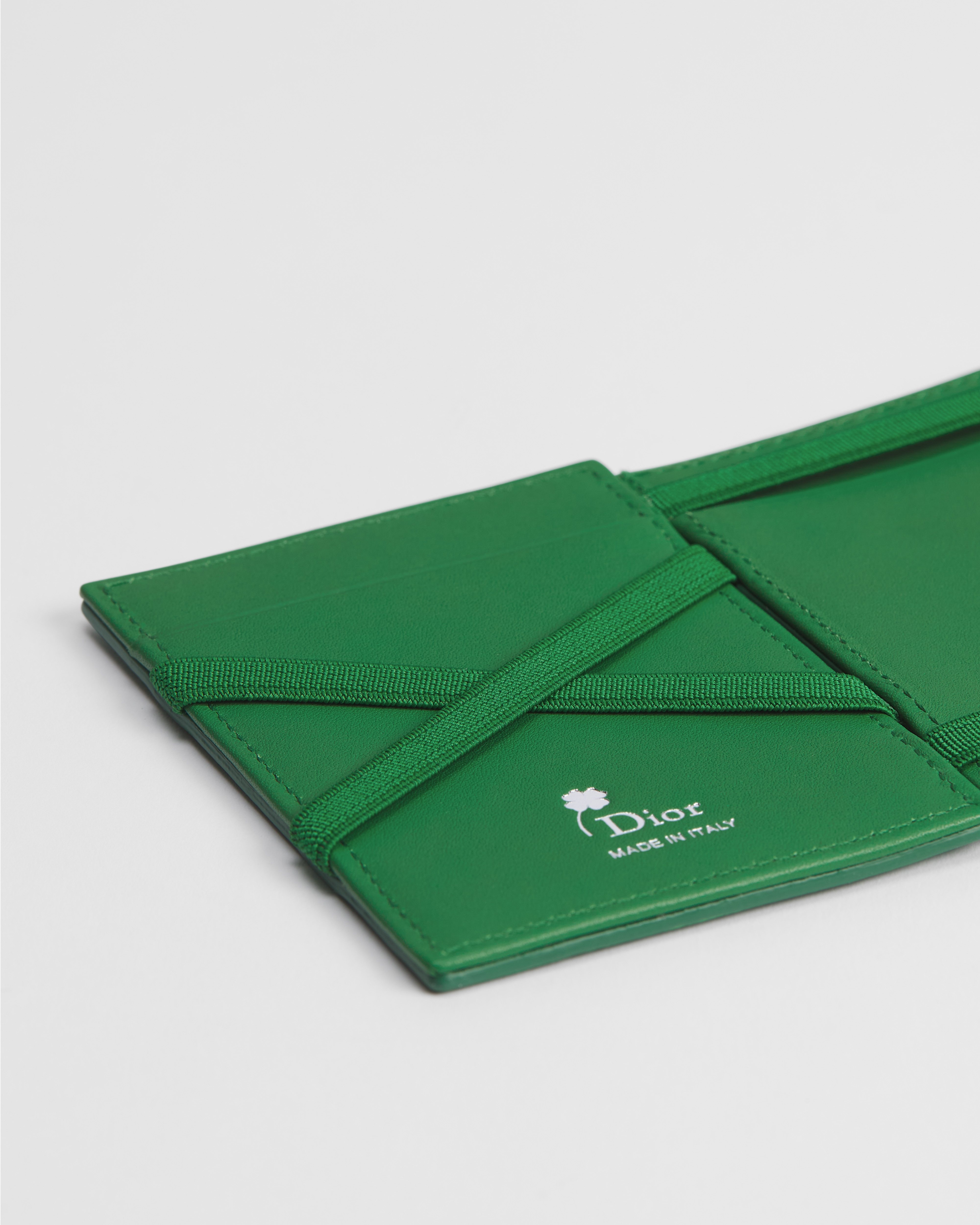 魔术钱包 亮绿色牛皮革 Dior Clover 压花图案 E10