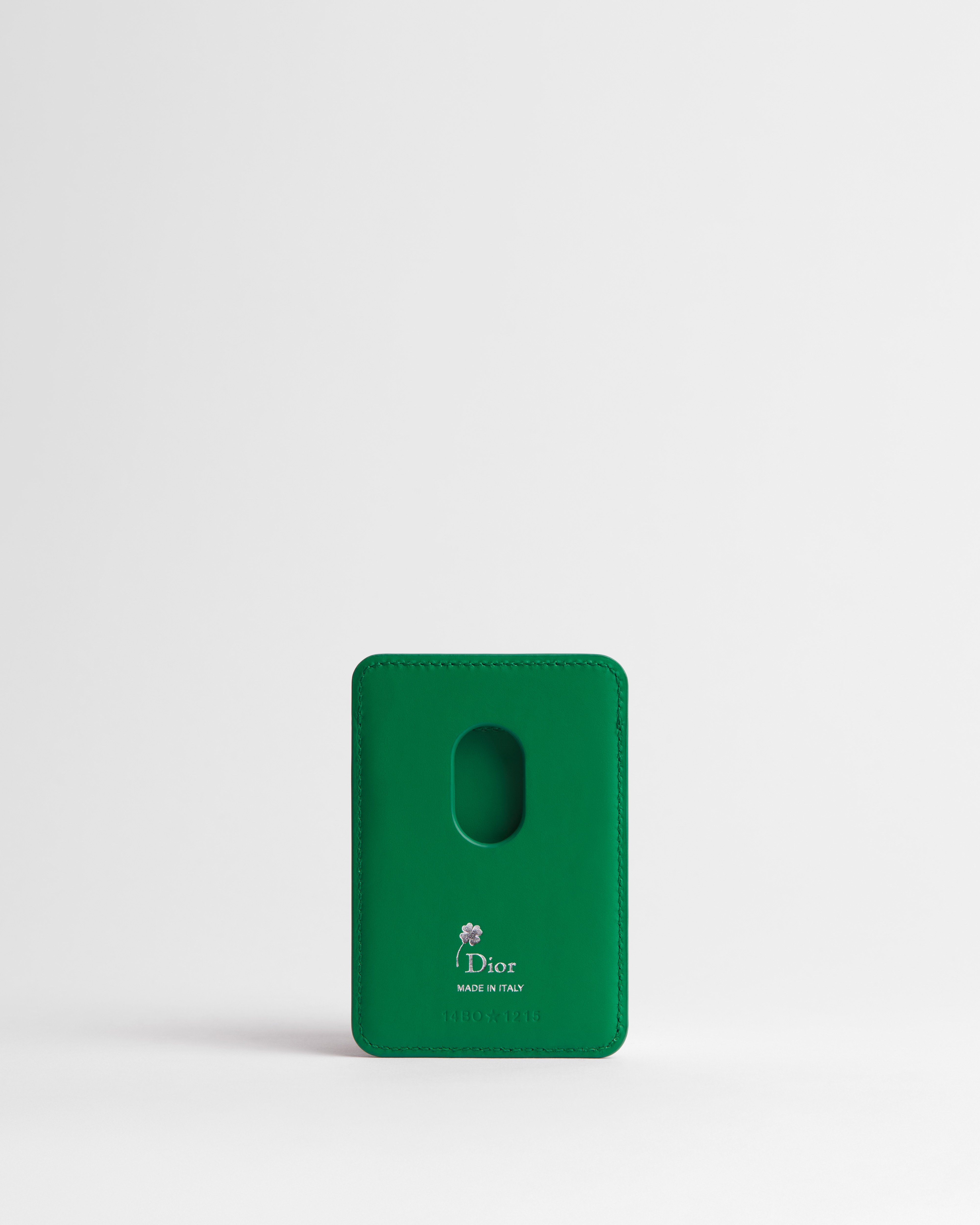 磁性卡夹 亮绿色牛皮革 Dior Clover 压花图案 E08