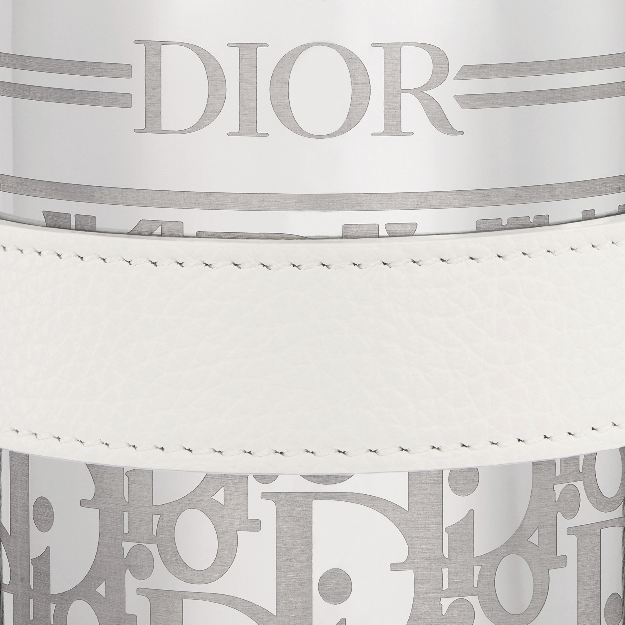 Dior Aqua 水瓶（附肩带） 灰白色粒面牛皮革和不锈钢 Dior Oblique 图案 E09