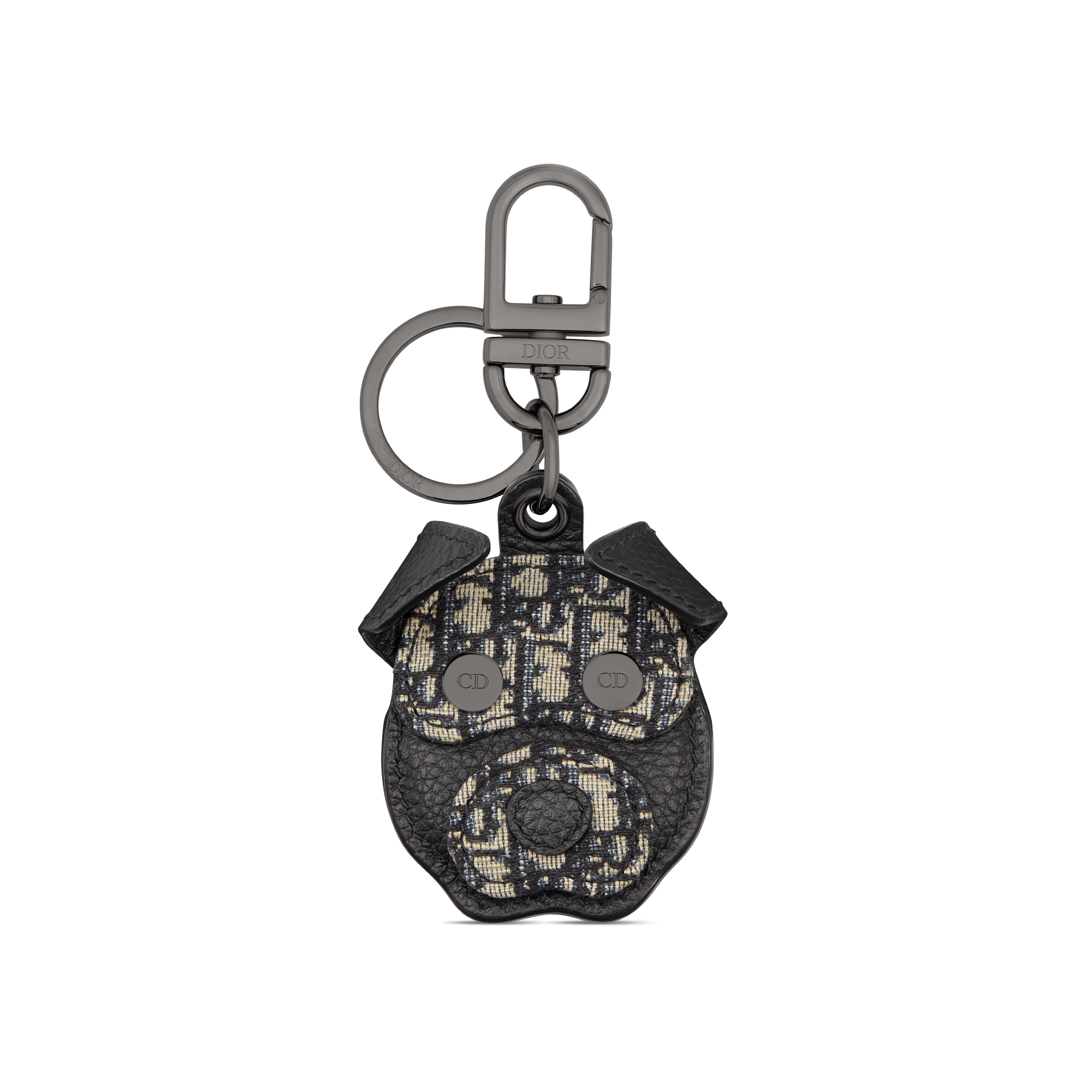 Bobby AirTag 钥匙扣 米色和黑色超迷你 Oblique 印花面料 E01