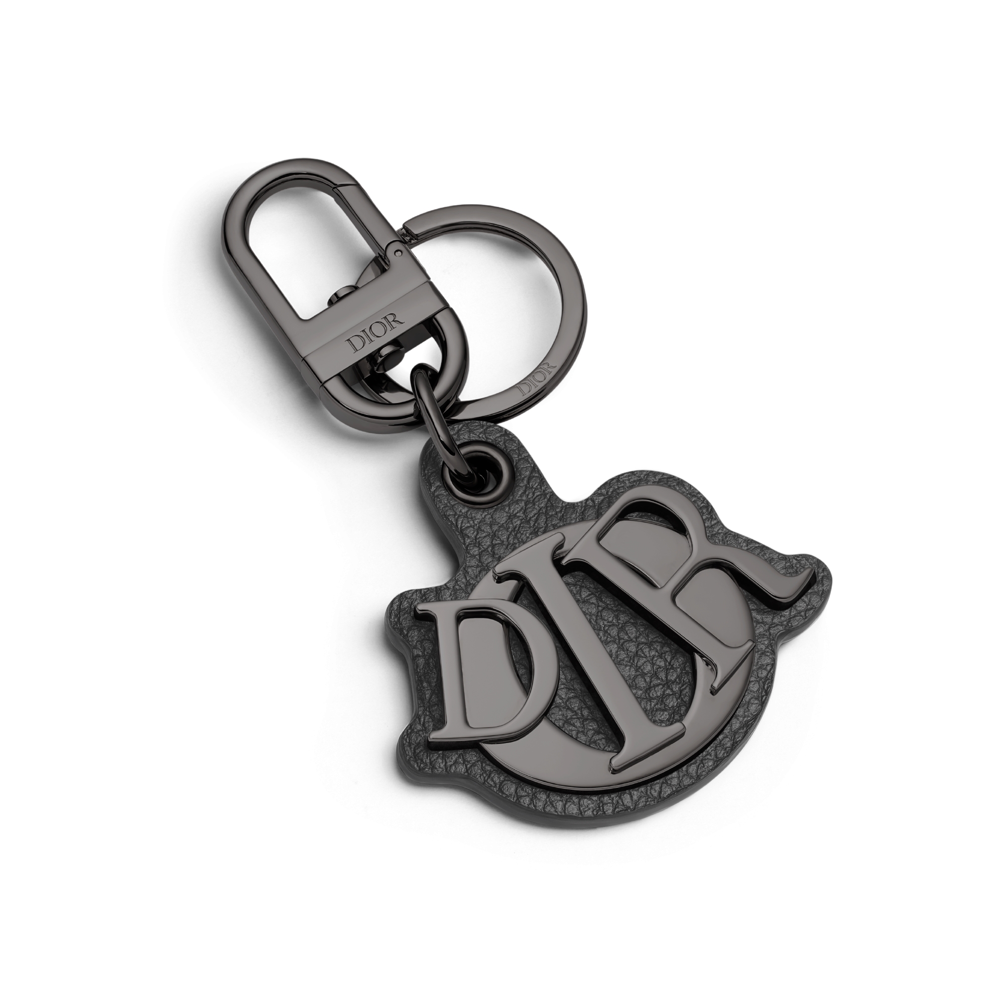Dior Charm 钥匙扣 黑色粒面牛皮革和金属覆层铜合金 E03
