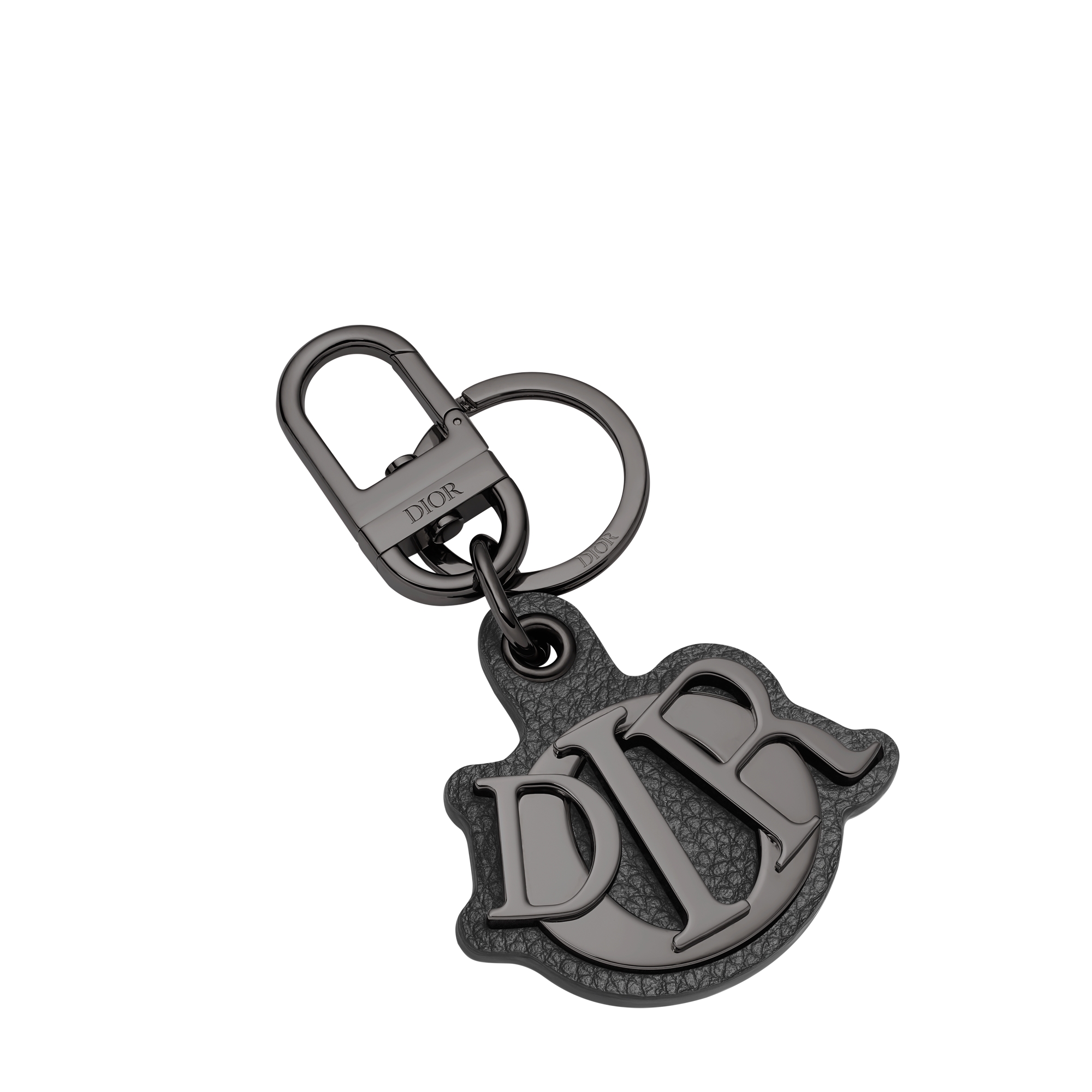 Dior Charm 钥匙扣黑色粒面牛皮革和金属覆层铜合金| DIOR CN