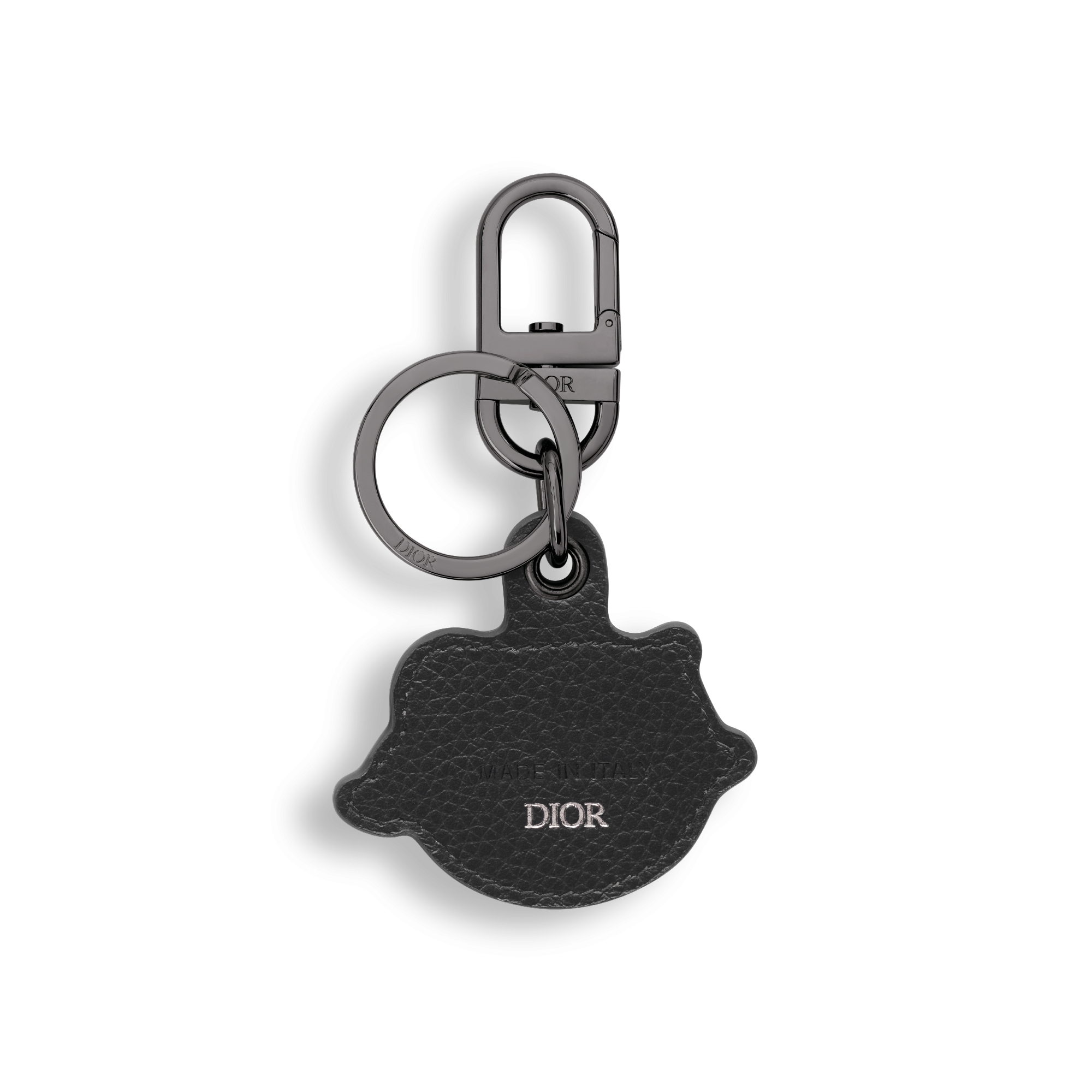 Dior Charm 钥匙扣 黑色粒面牛皮革和金属覆层铜合金 E08