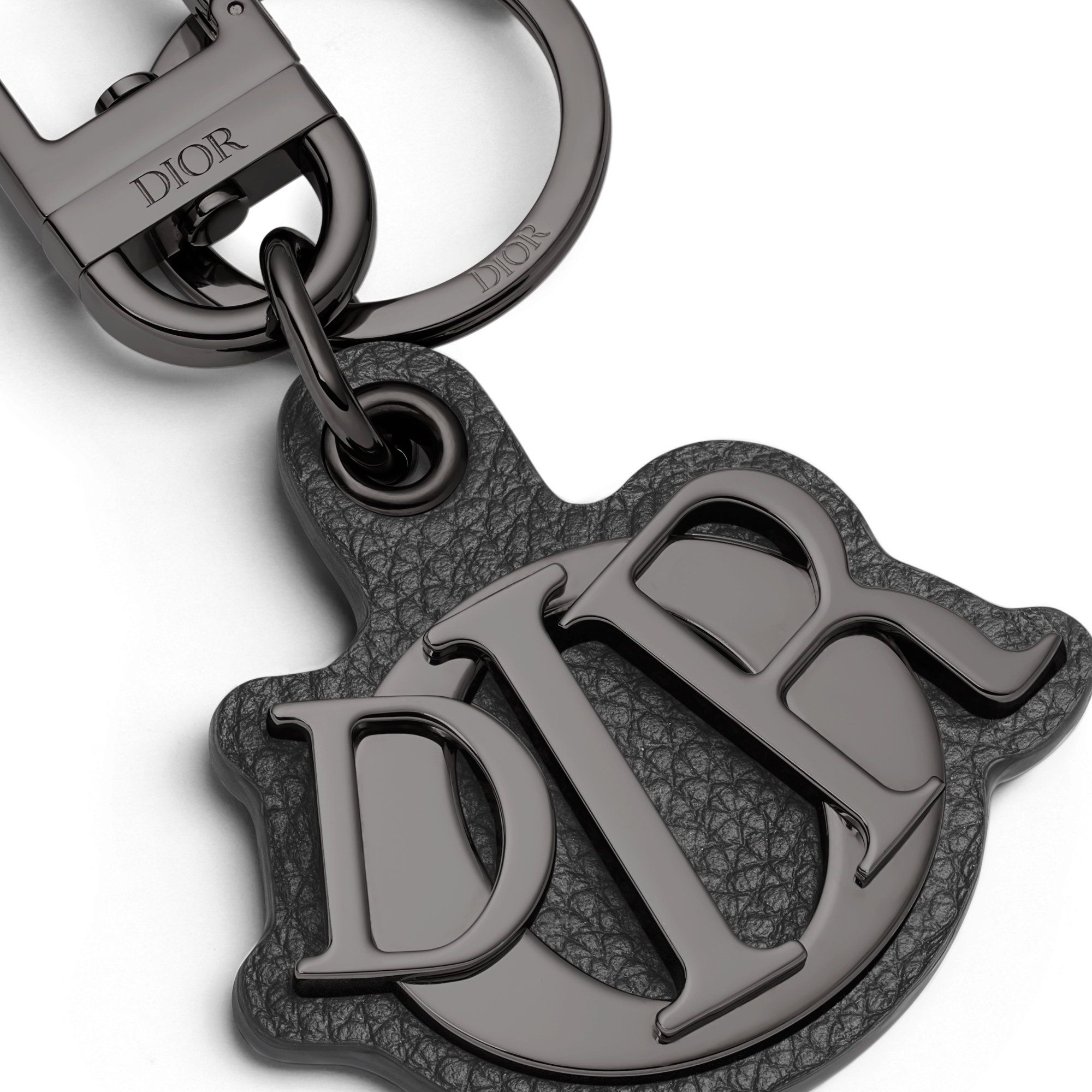Dior Charm 钥匙扣 黑色粒面牛皮革和金属覆层铜合金 E09