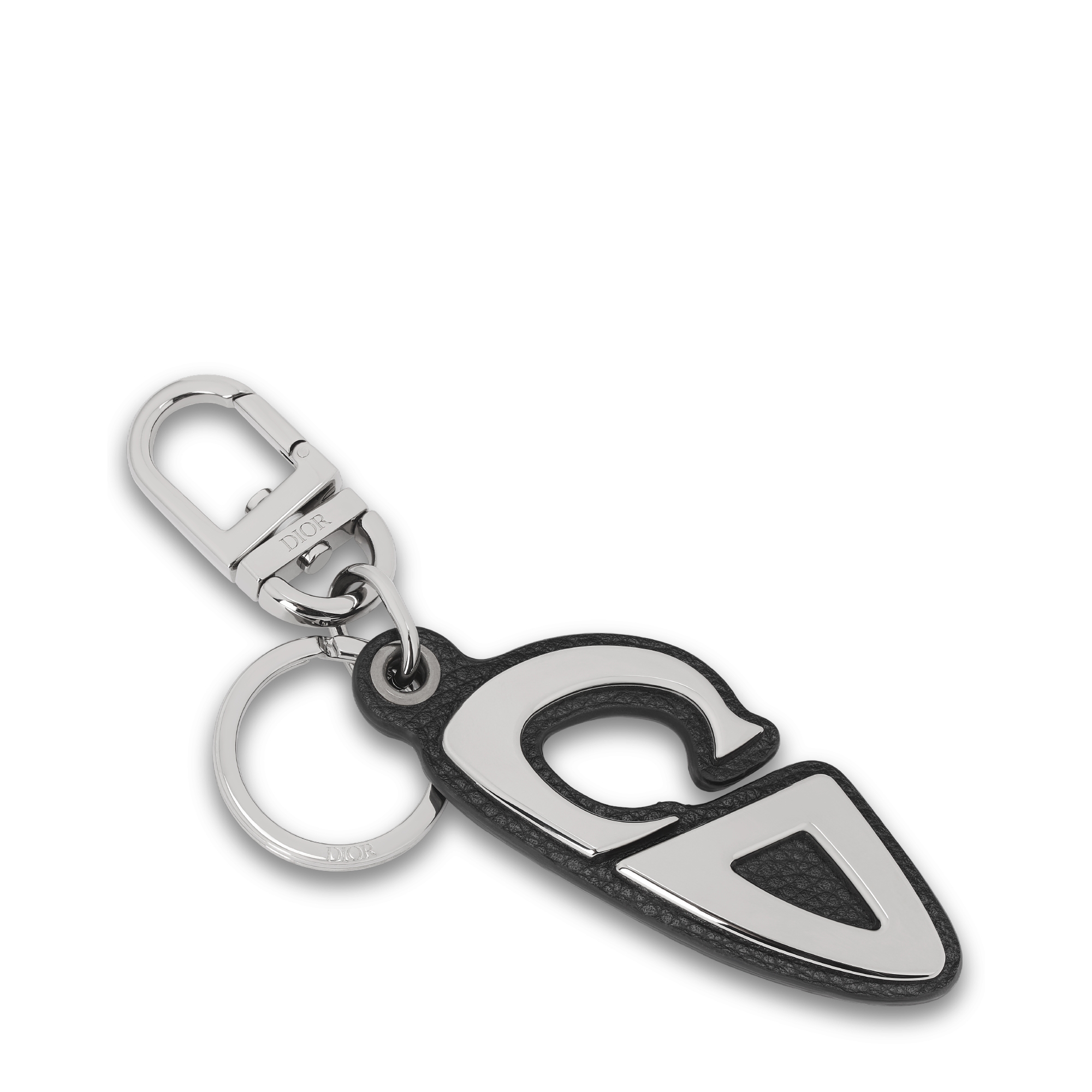 CD30 钥匙扣 黑色粒面牛皮革和银色饰面铜合金 E03