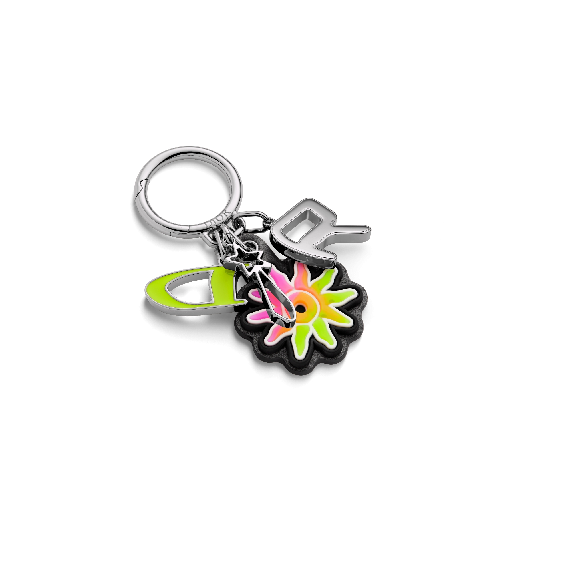 DIOR AND LEWIS HAMILTON 钥匙扣 金属覆层铜合金、多色皮革效果科技面料和橡胶 E03