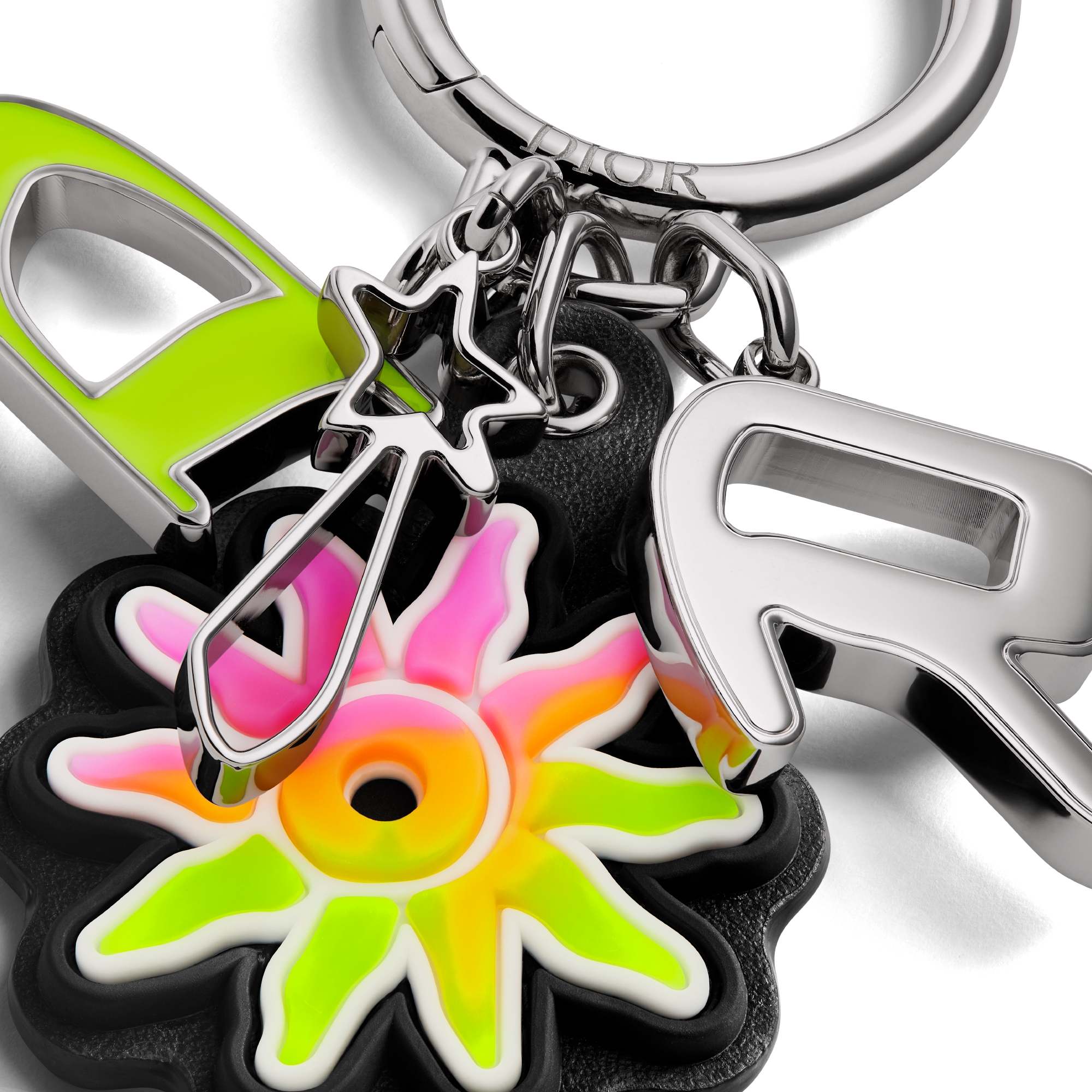 DIOR AND LEWIS HAMILTON 钥匙扣 金属覆层铜合金、多色皮革效果科技面料和橡胶 E09