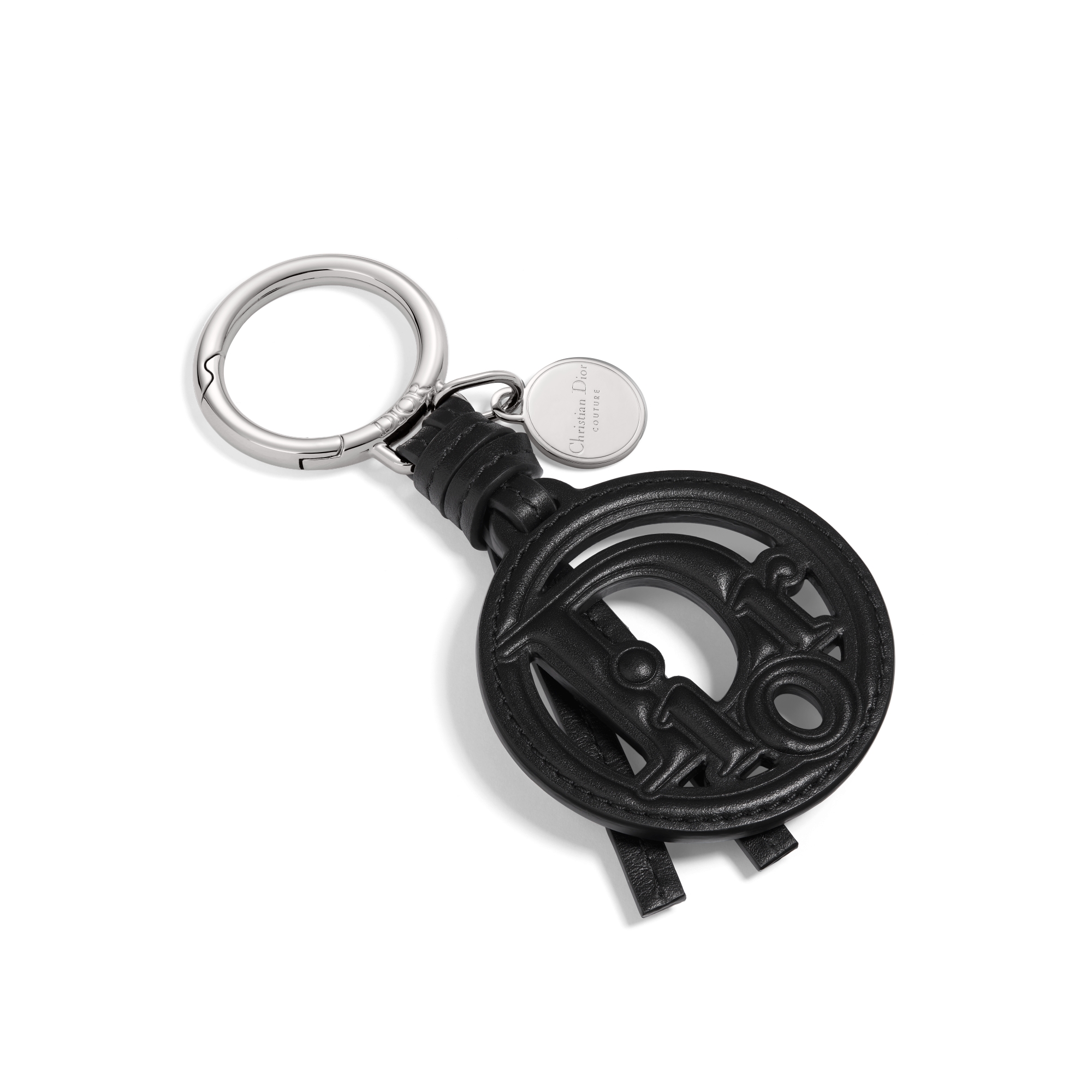 Dior Oblique 钥匙扣 黑色光滑牛皮革和金属覆层铜合金 E03
