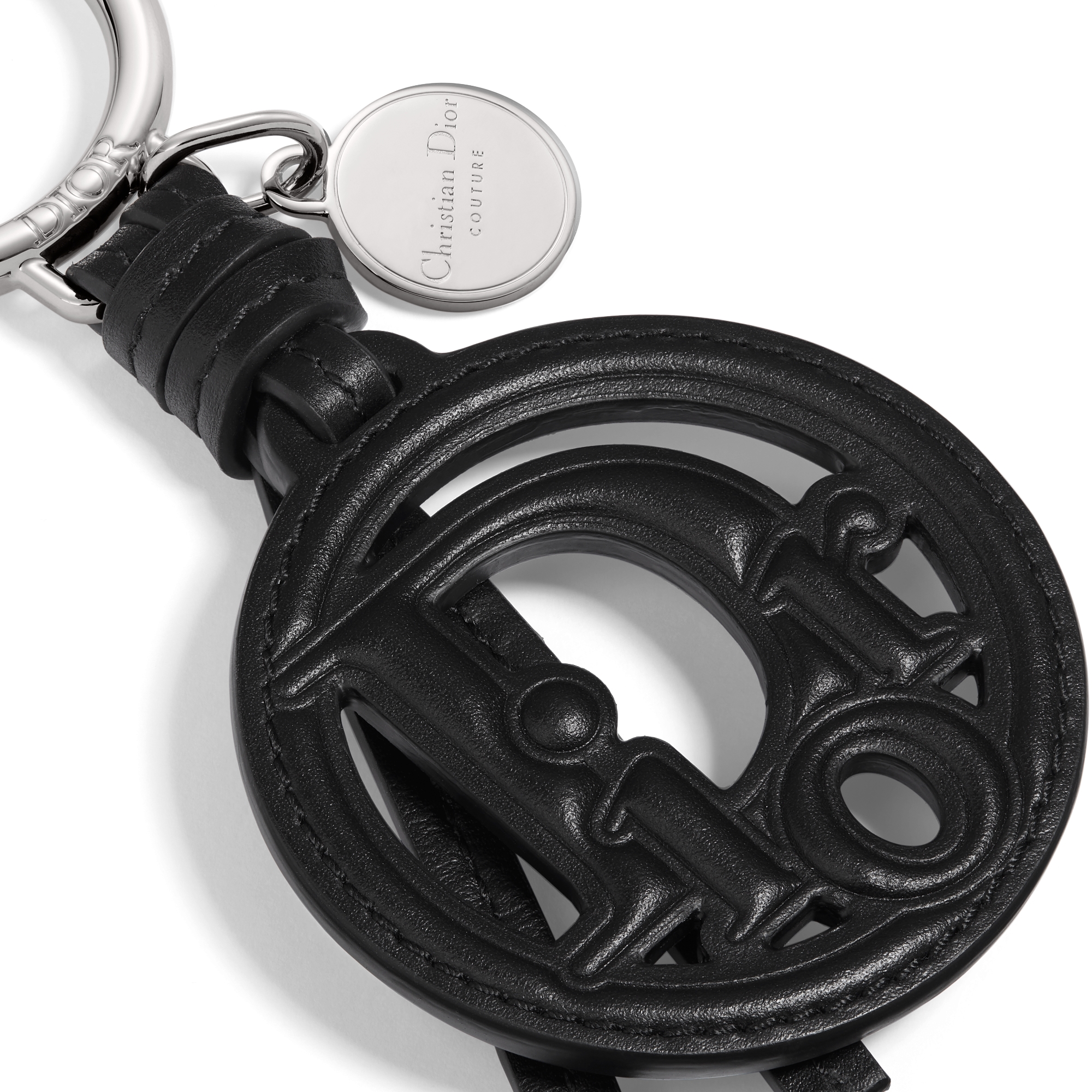 Dior Oblique 钥匙扣 黑色光滑牛皮革和金属覆层铜合金 E09