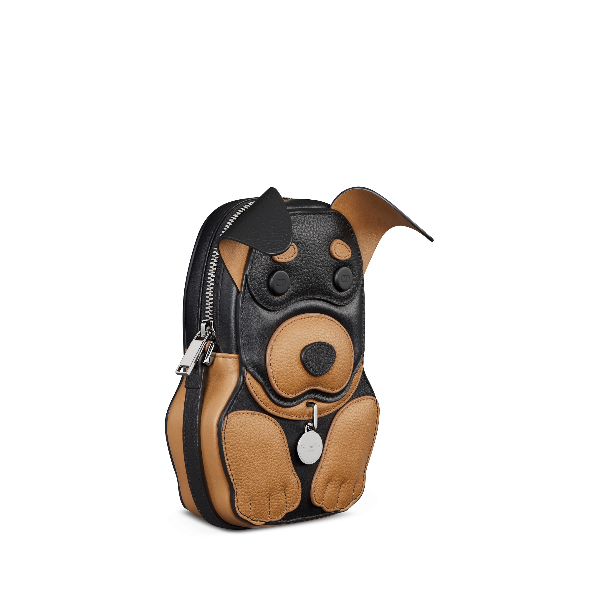 Bobby 拉链迷你手袋 棕色和黑色粒面牛皮革和光滑牛皮革 E03