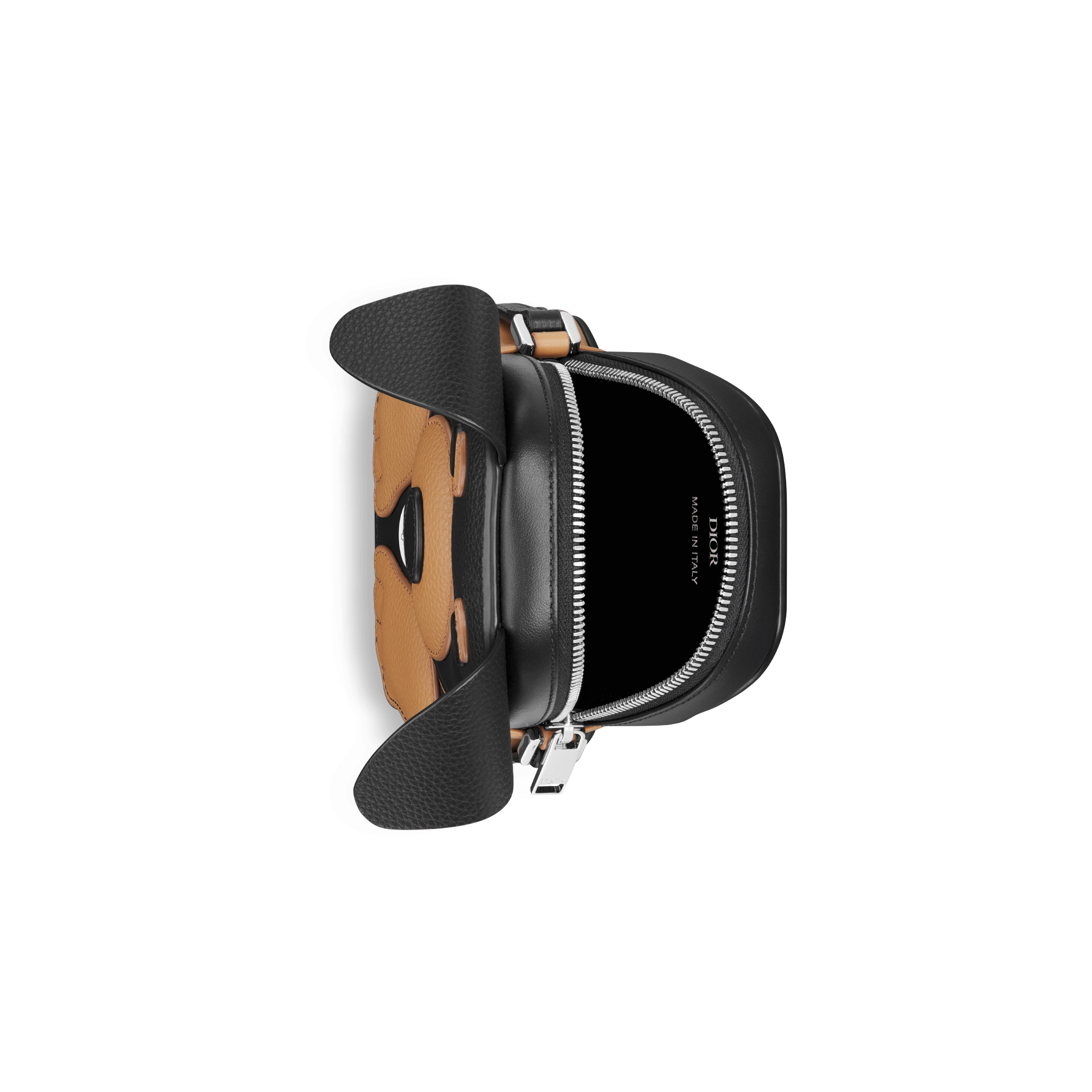 Bobby 拉链迷你手袋 棕色和黑色粒面牛皮革和光滑牛皮革 E06