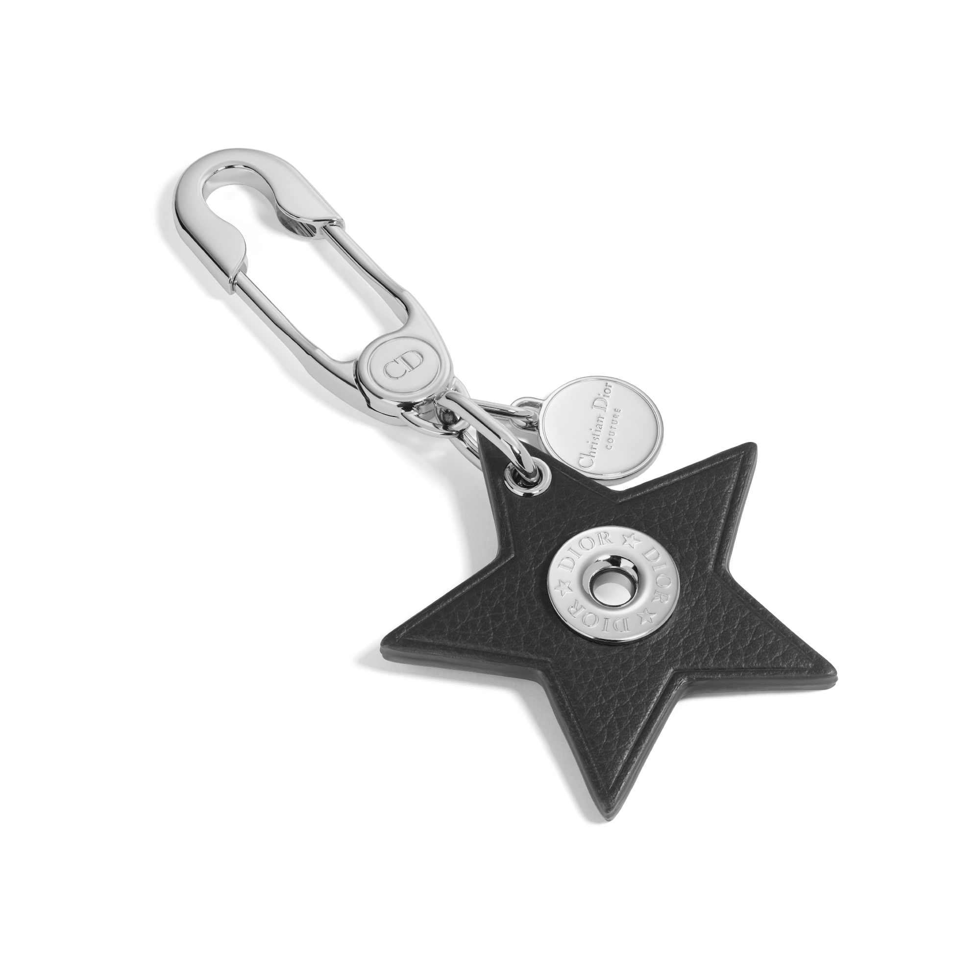 星星钥匙扣 黑色粒面牛皮革和金属覆层铜合金 E03