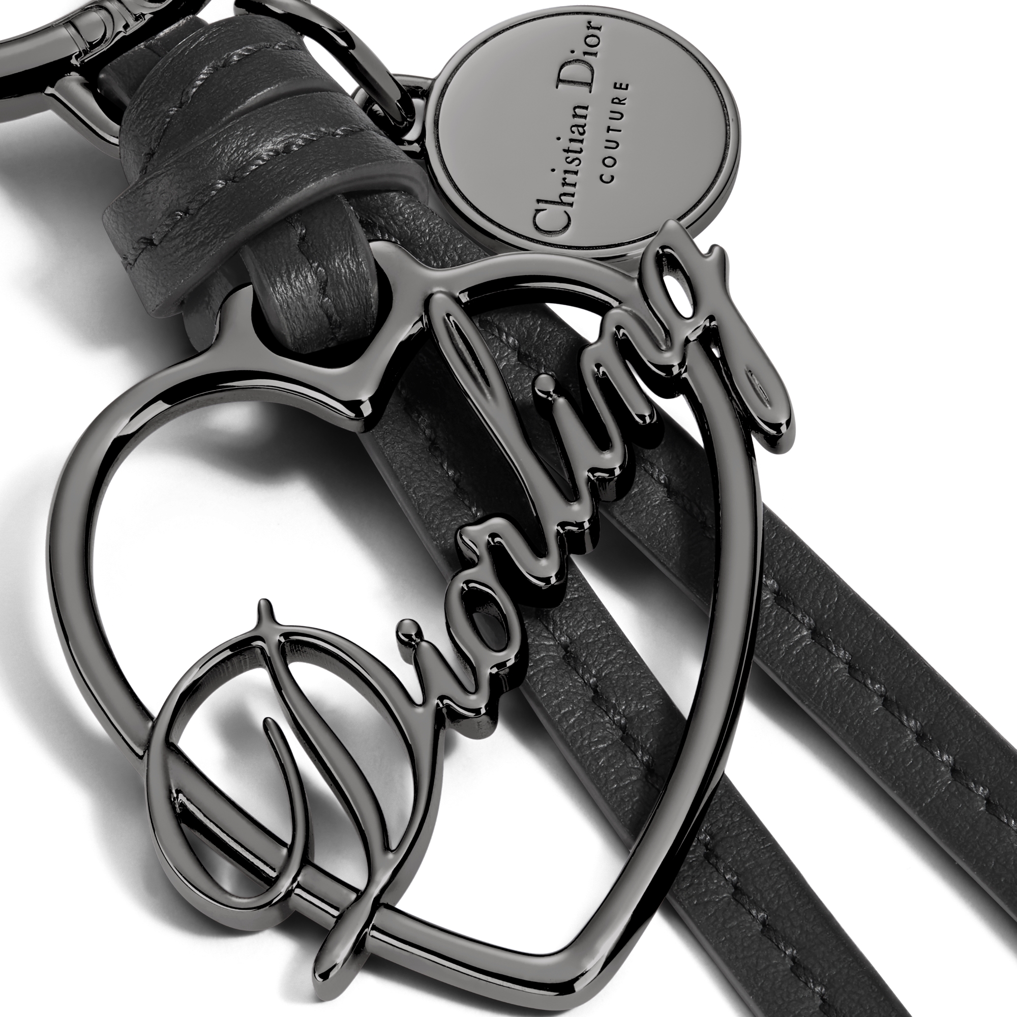 迪奥之爱钥匙扣 金属覆层铜合金和灰色光滑牛皮革 E09