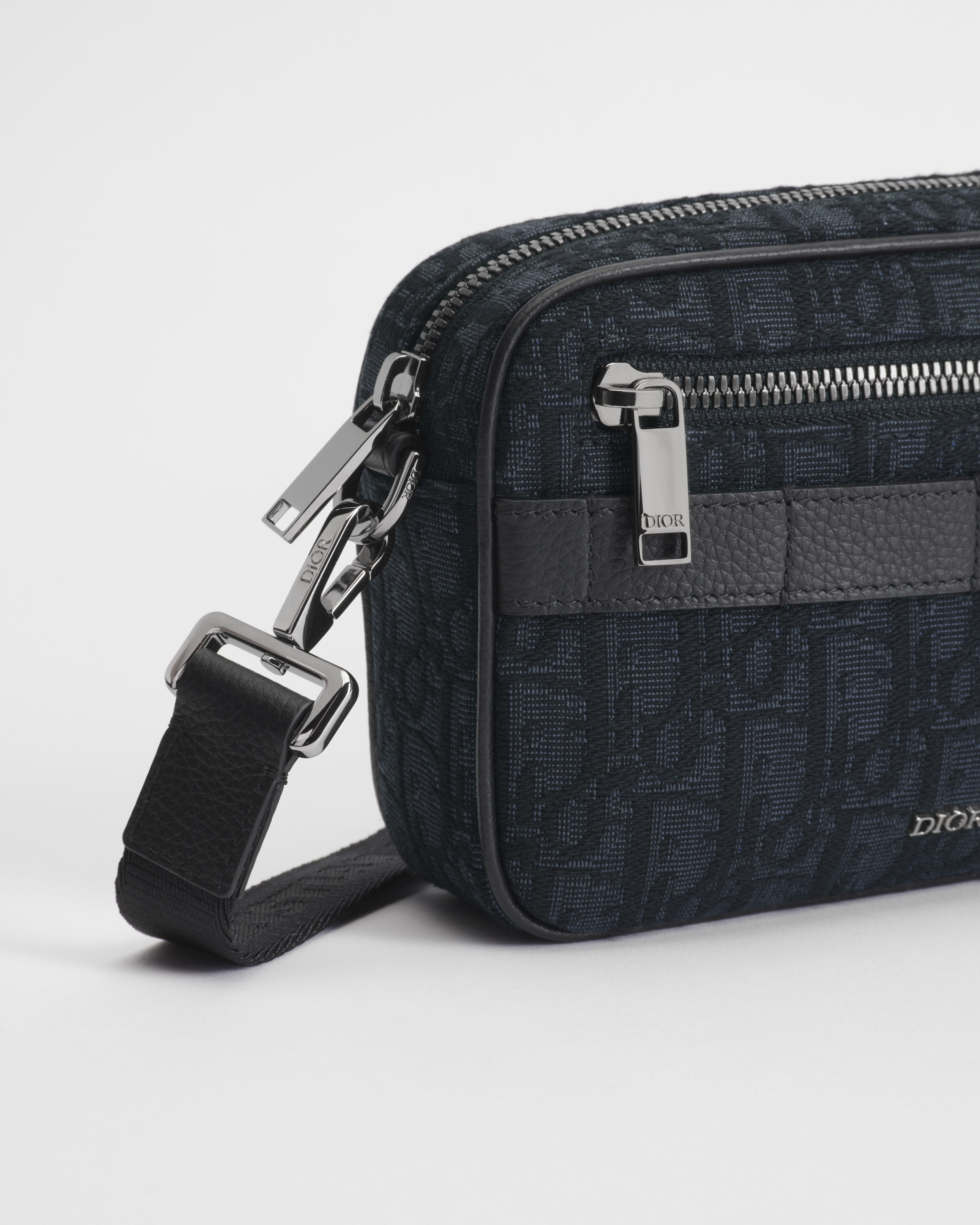 迷你 Safari 手袋（附肩带） 黑色 Oblique 印花面料 E09