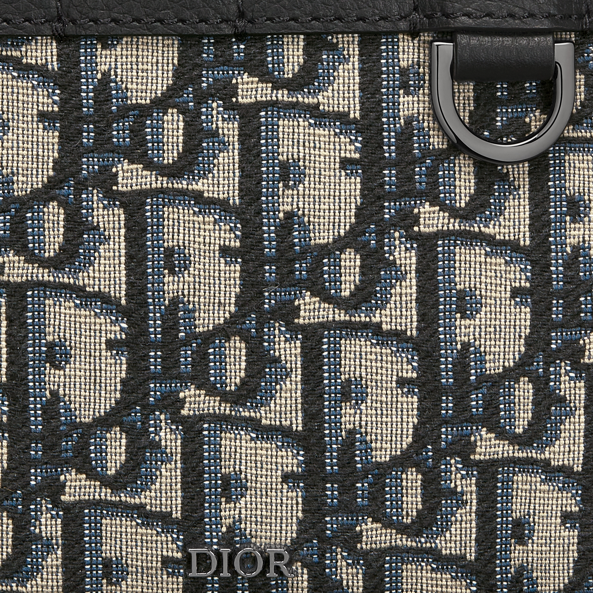 Safari North-South 迷你手袋 米色和黑色 Oblique 印花面料搭配黑色粒面牛皮革 E09