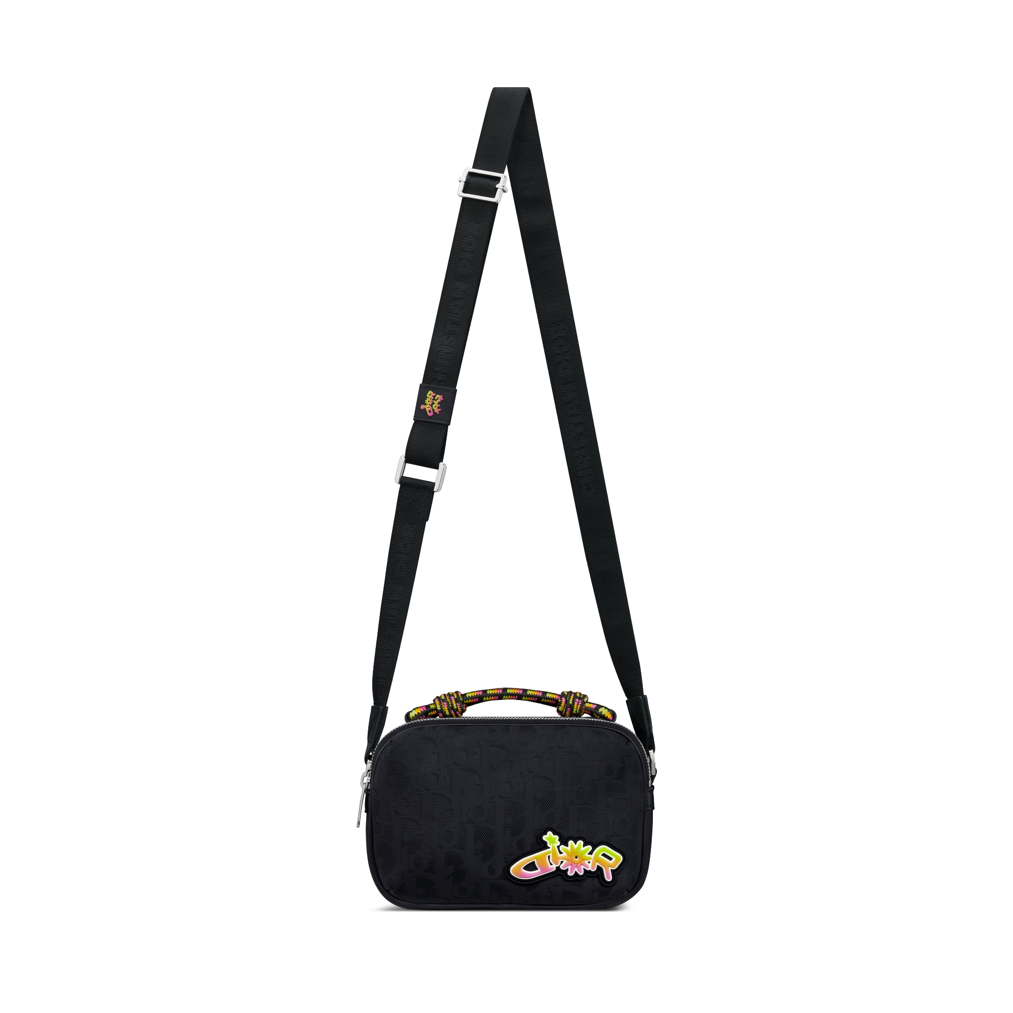 迷你 DIOR AND LEWIS HAMILTON 拉链包 黑色 Oblique 印花尼龙 E07