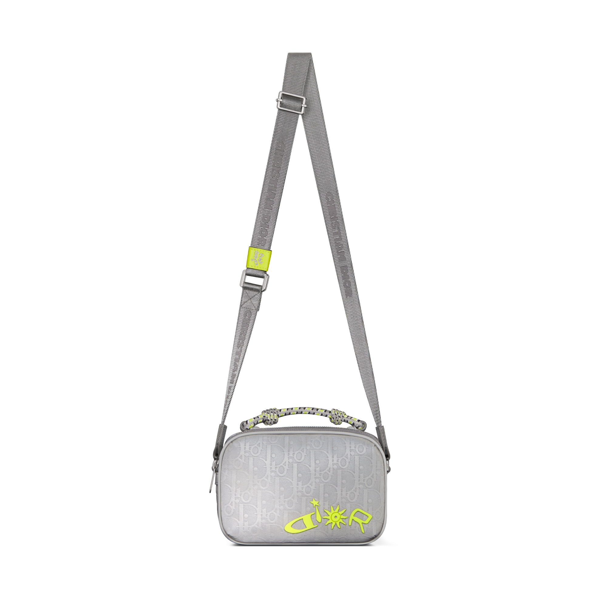 迷你 DIOR AND LEWIS HAMILTON 拉链包 银色调 Oblique 印花反光锦纶 E07