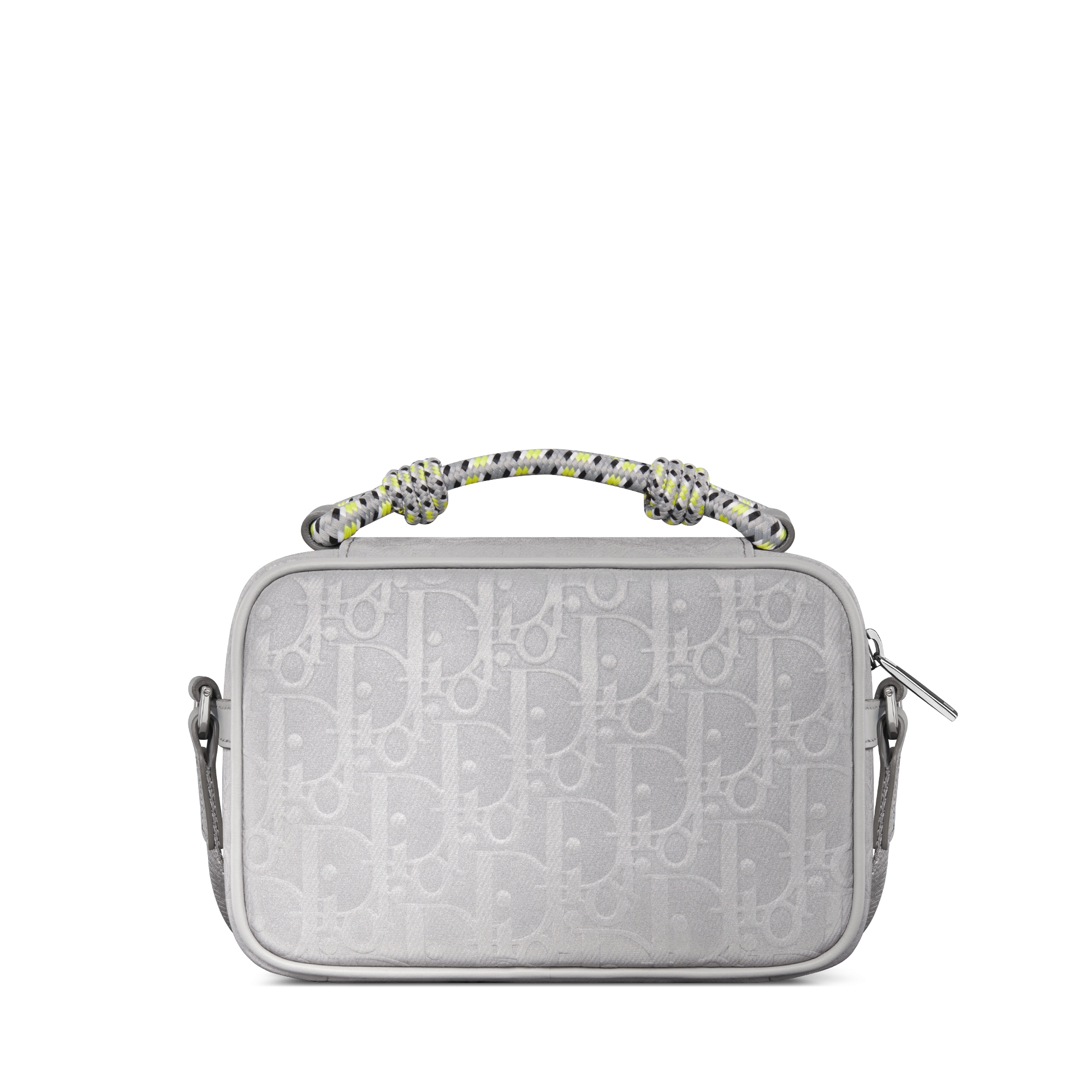 迷你 DIOR AND LEWIS HAMILTON 拉链包 银色调 Oblique 印花反光锦纶 E08