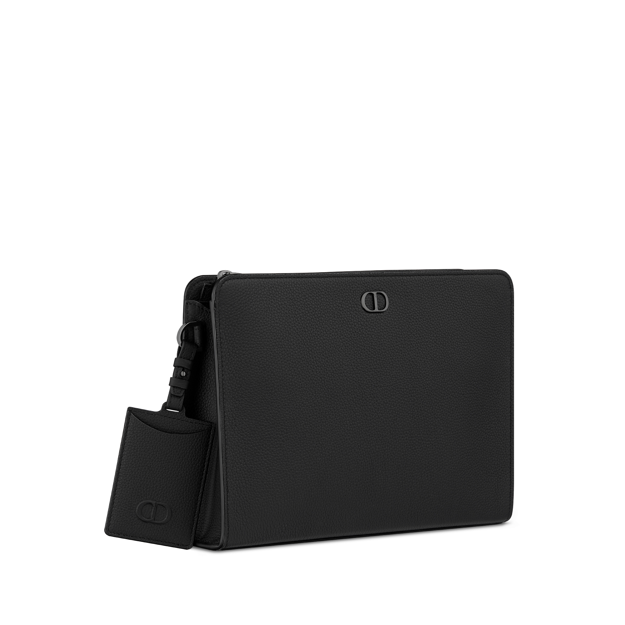 CD Icon A5 三角形手拿包 黑色哑光粒面牛皮革 E03