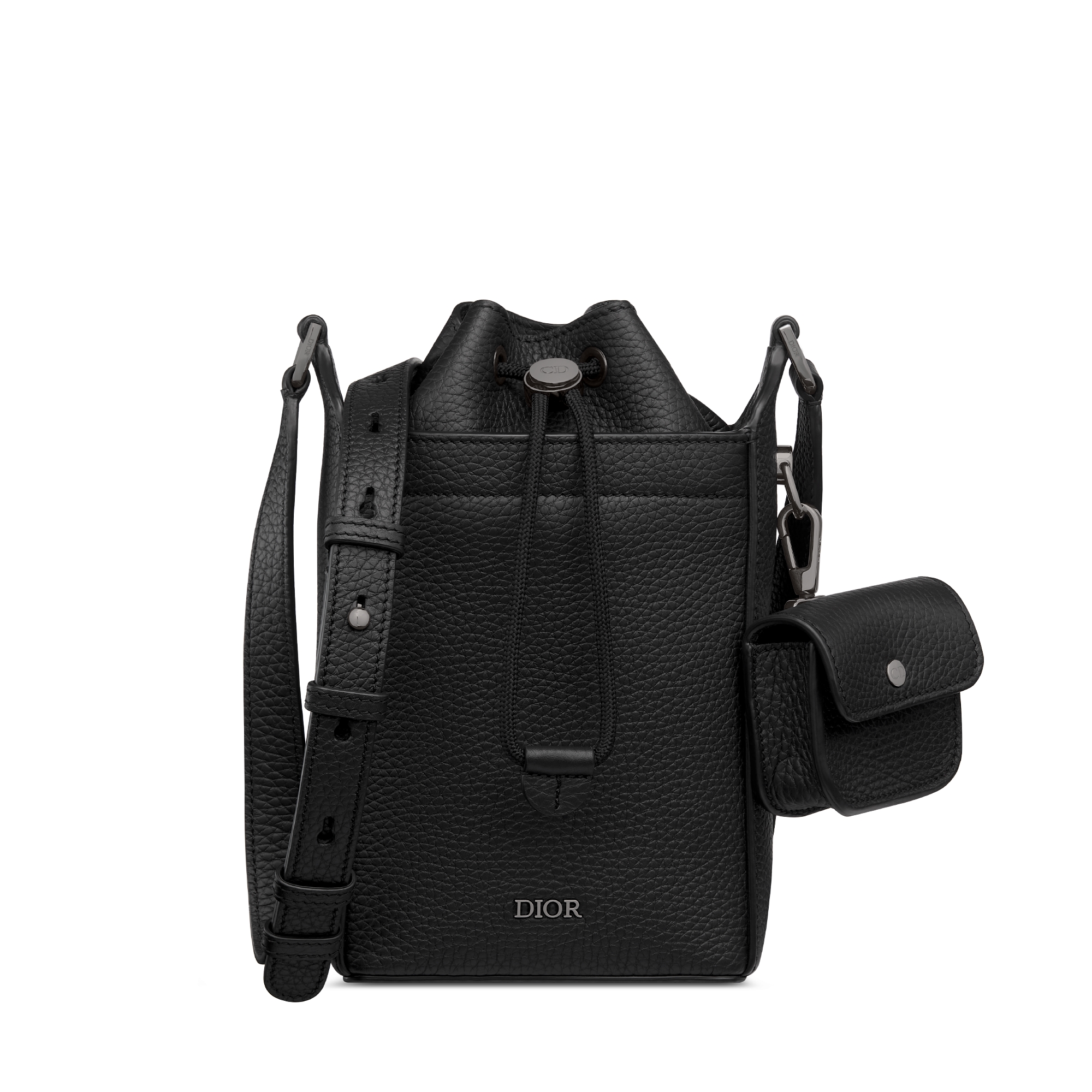 迷你水桶包 黑色粒面牛皮革 E01