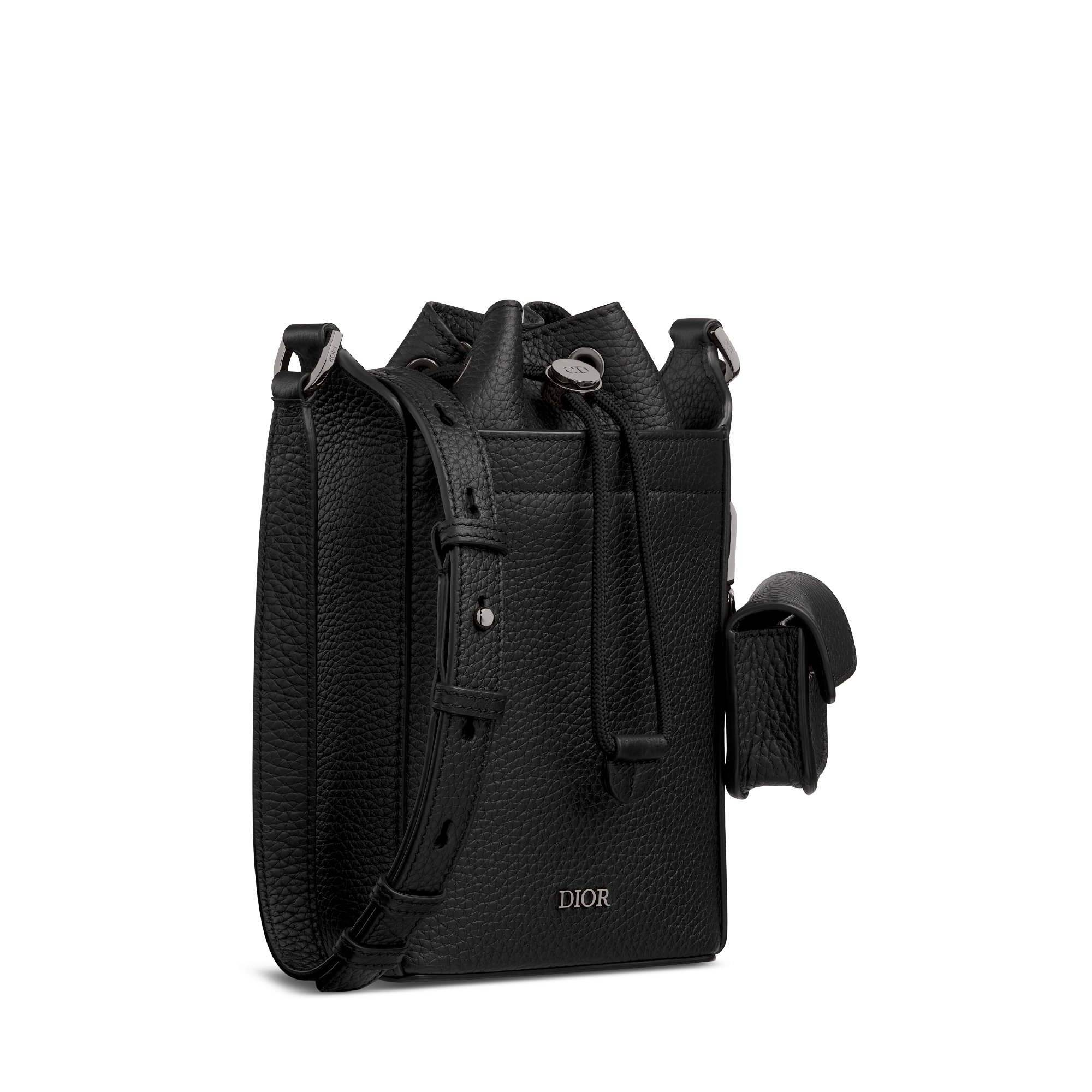 迷你水桶包 黑色粒面牛皮革 E03