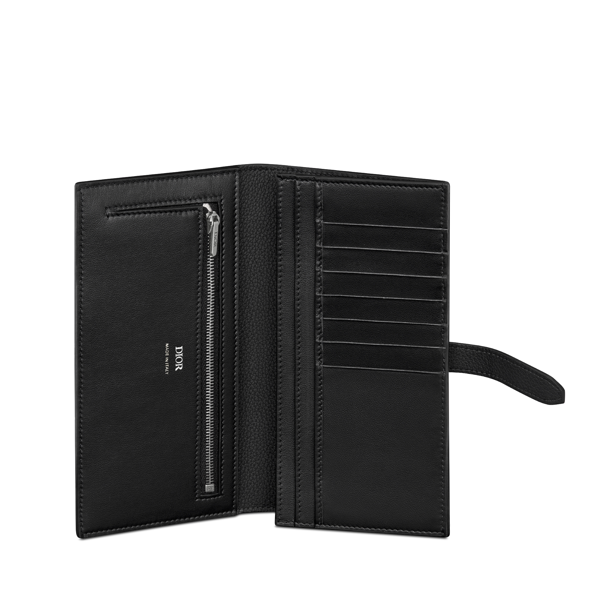 Dior Normandie 竖版双折钱包 黑色 Dior Icons 牛皮革 E07