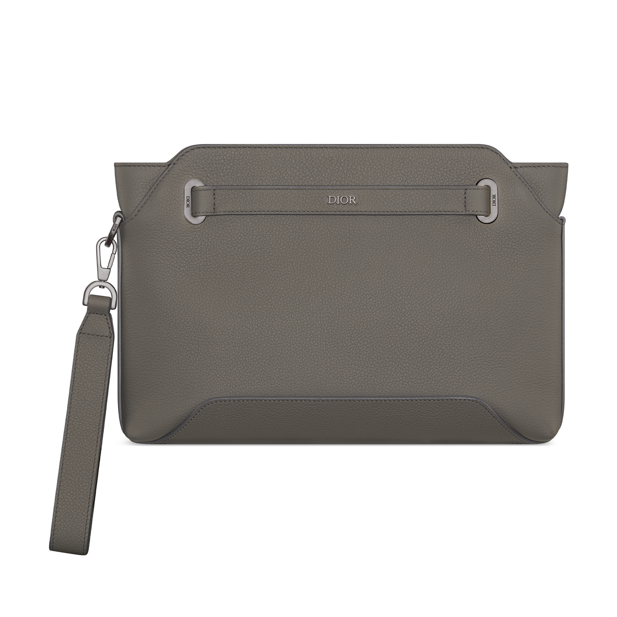 Dior Normandie A5 三角形手拿包 灰色 Dior Icons 牛皮革 E01