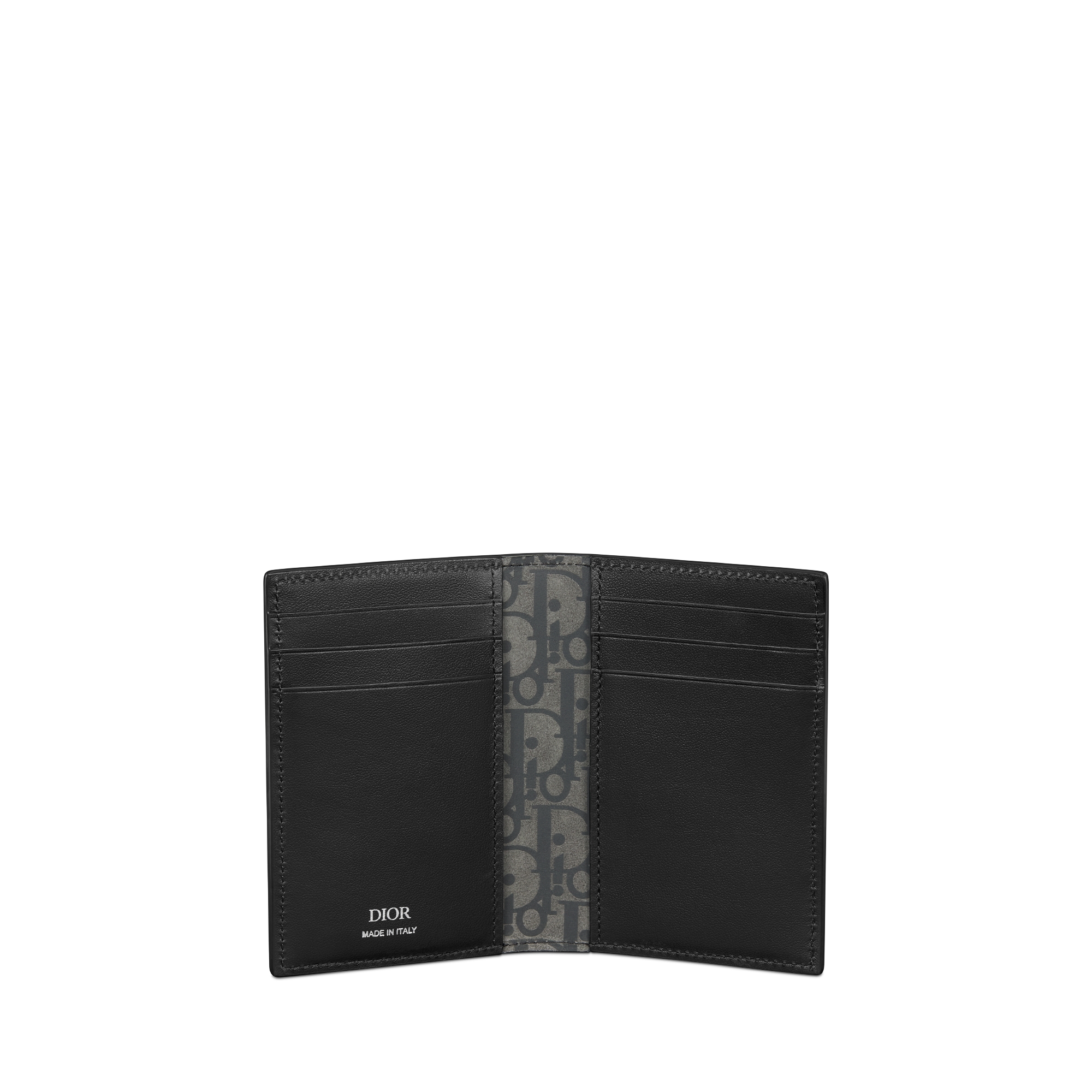 Dior Privé 竖版双折卡夹 黑色 Dior Icons 牛皮革 E07