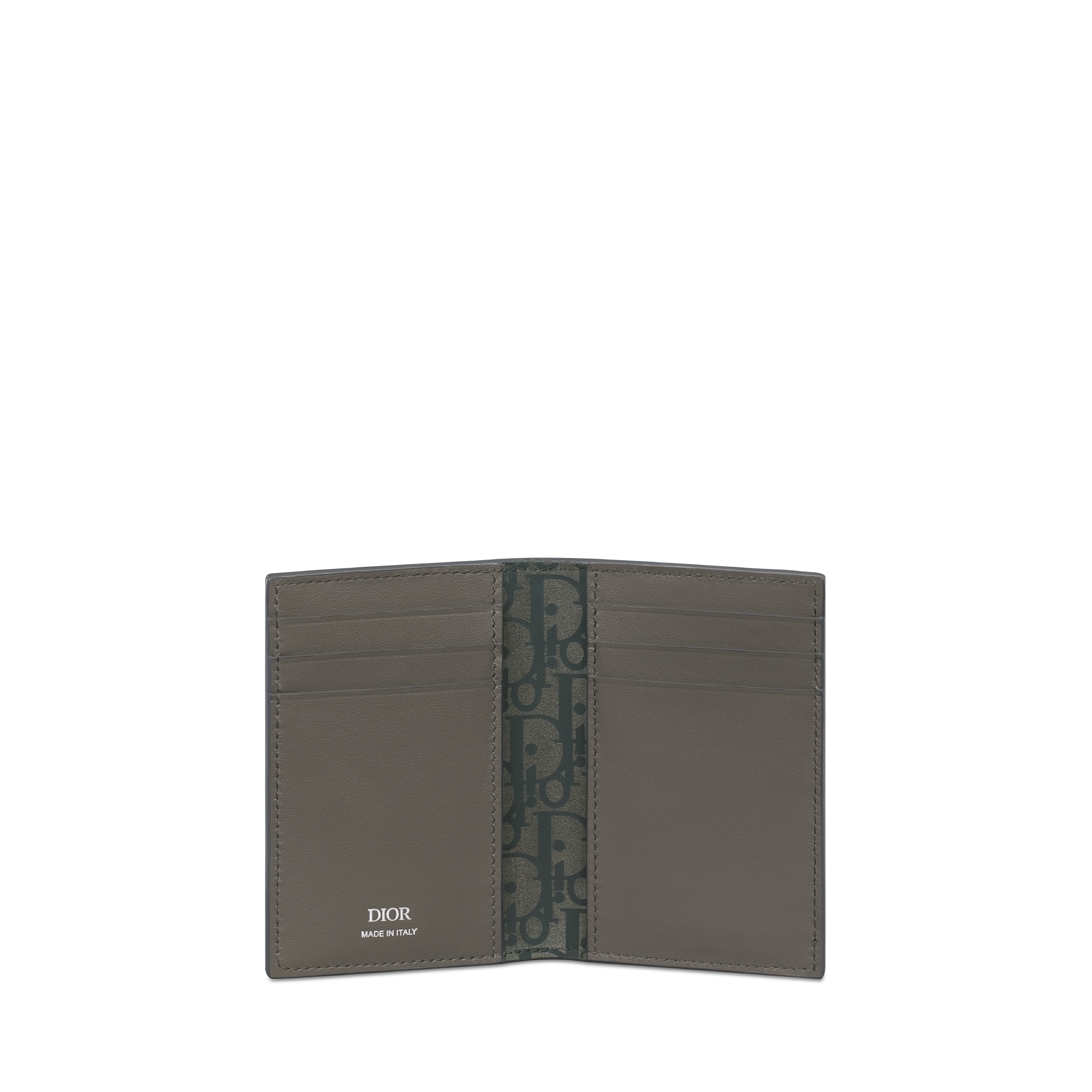 Dior Privé 竖版双折卡夹 灰色 Dior Icons 牛皮革 E07