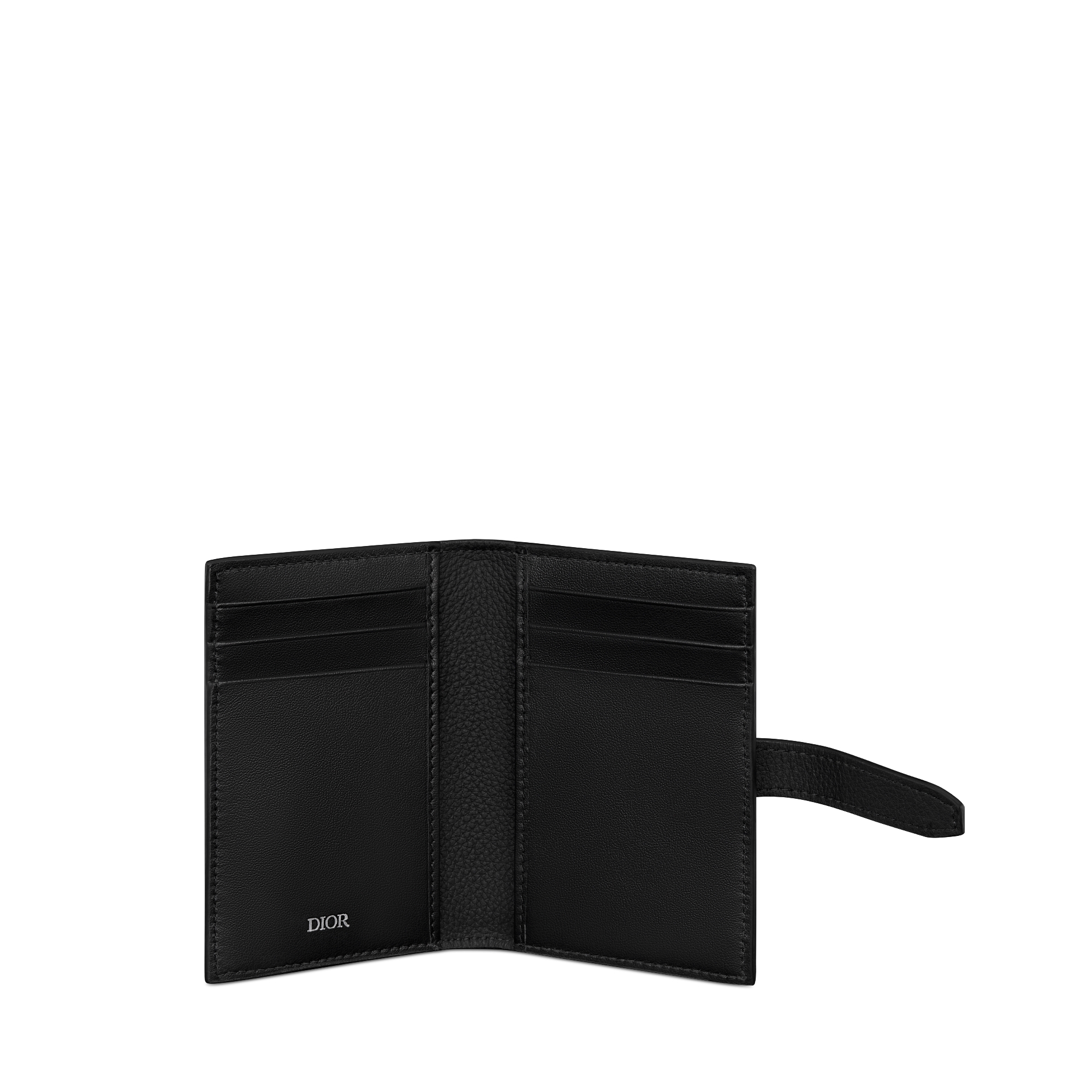 Dior Normandie 竖版双折卡夹 黑色 Dior Icons 牛皮革 E07