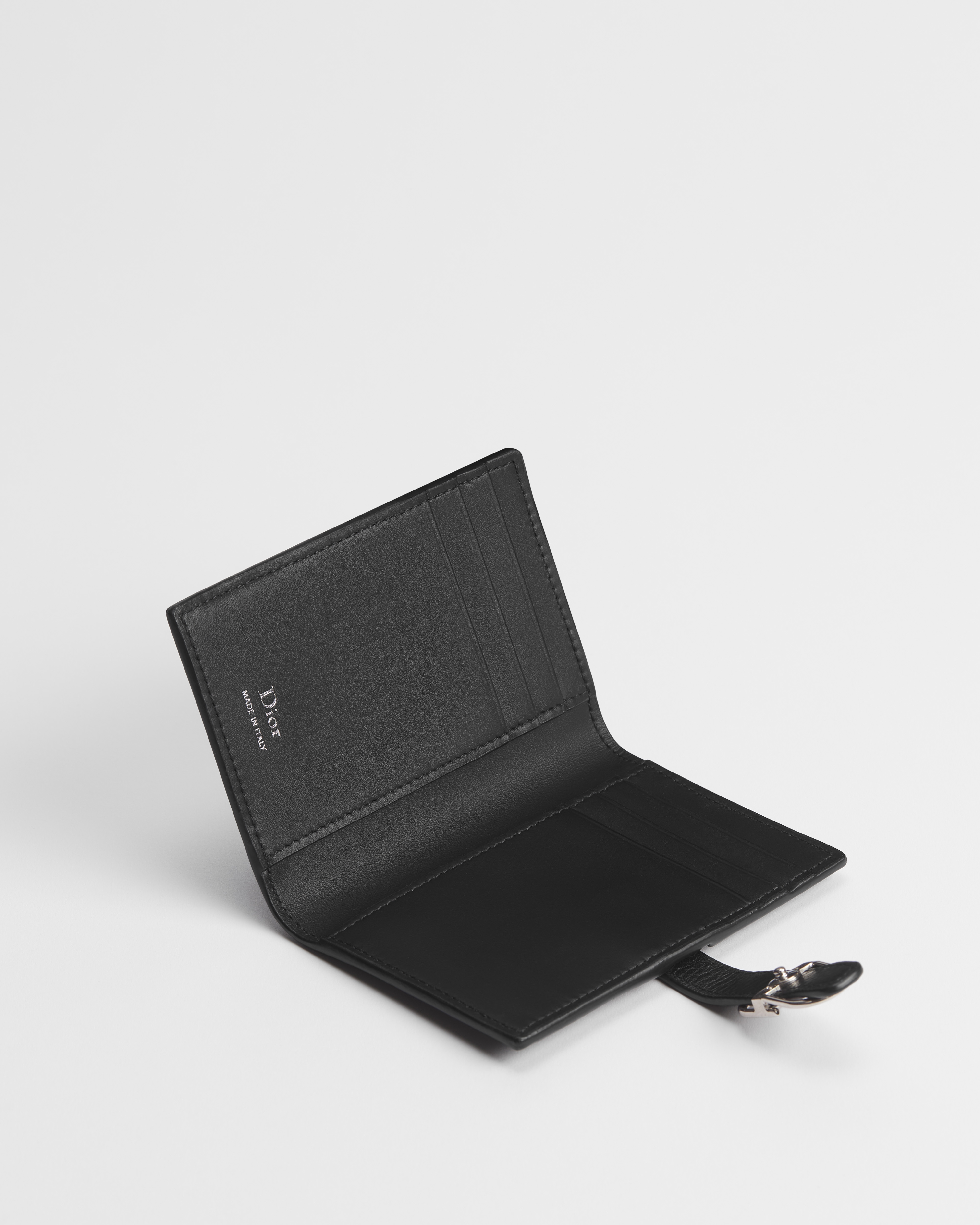 Dior Normandie 双折卡夹 黑色粒面牛皮革 E07