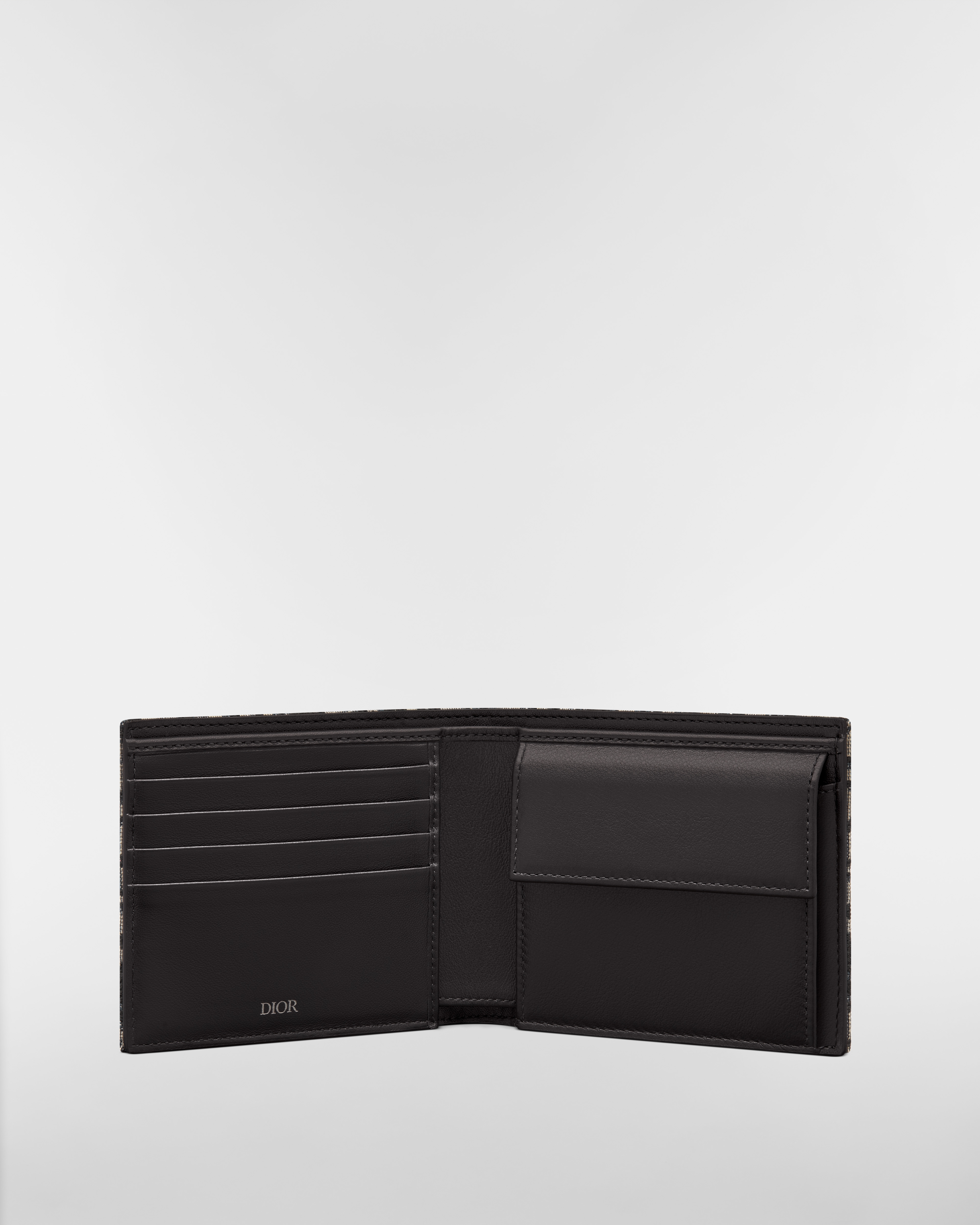 短款钱包 米色和黑色 Oblique 印花面料 E07