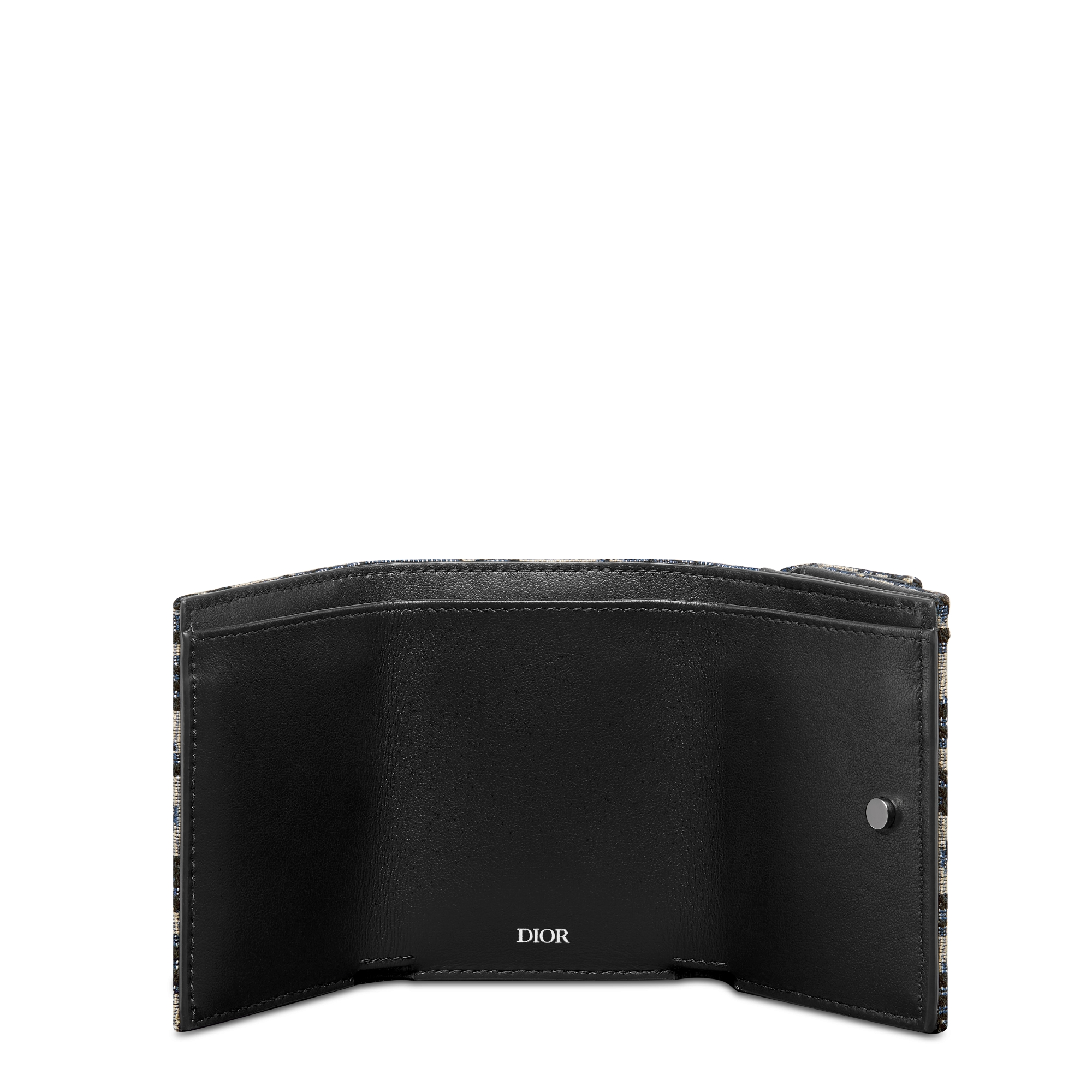 三折钱包 米色和黑色 Oblique 印花面料 E07