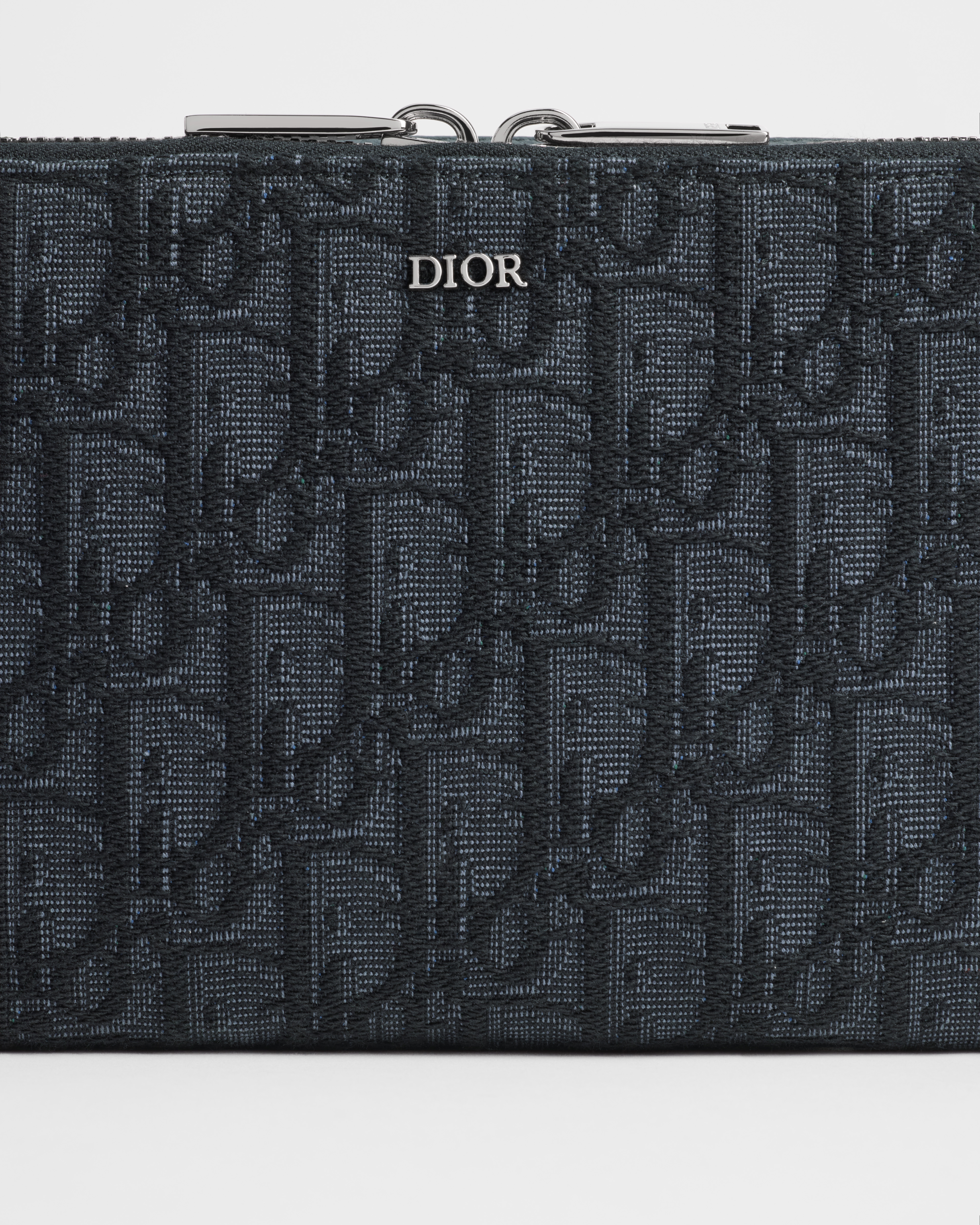 拉链手拿包（附肩带） 黑色 Oblique 印花面料 E10